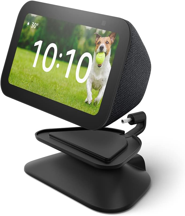 Amazon Echo Show 5 smart display in Glacier White with 5-inch screen and enhanced speaker grille, front view โ view 7a