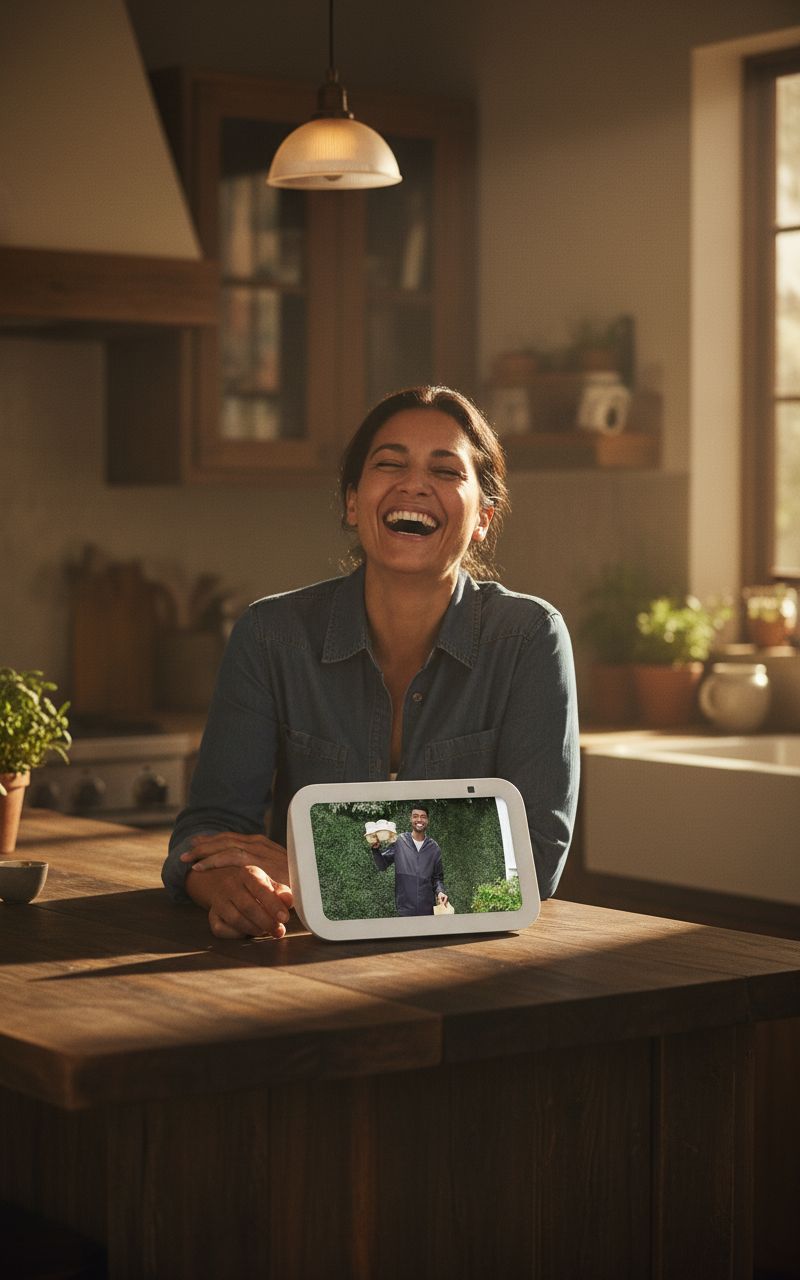 Amazon Echo Show 5 smart display in Glacier White with 5-inch screen and enhanced speaker grille, front view โ view 1