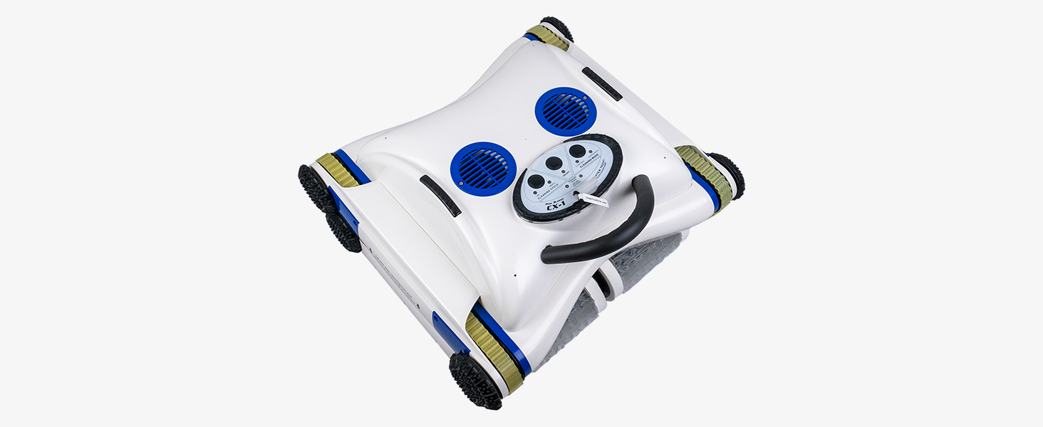 Cordless robotic pool cleaner with wall-climbing capability and strong suction, shown in pool setting โ view 6