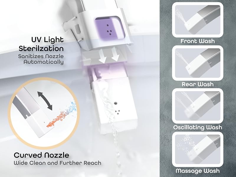 One-piece smart bidet toilet with elongated bowl, remote control, and integrated night light โ view 3b
