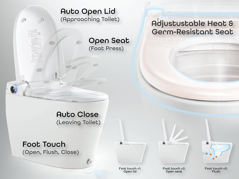 One-piece smart bidet toilet with elongated bowl, remote control, and integrated night light โ view 5b