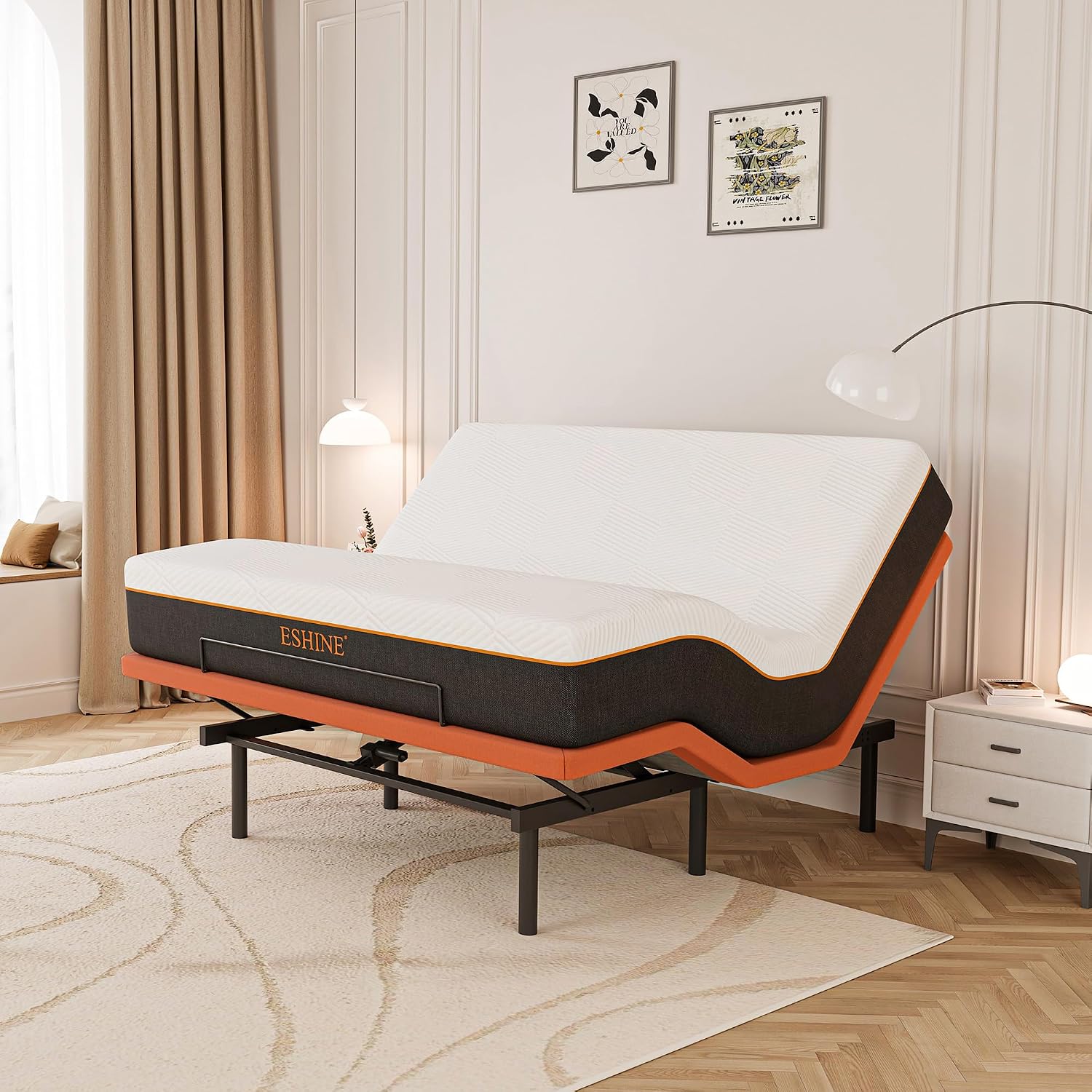 Premium adjustable bed frame with matte finish, featuring wireless remote and app control interface — view 2