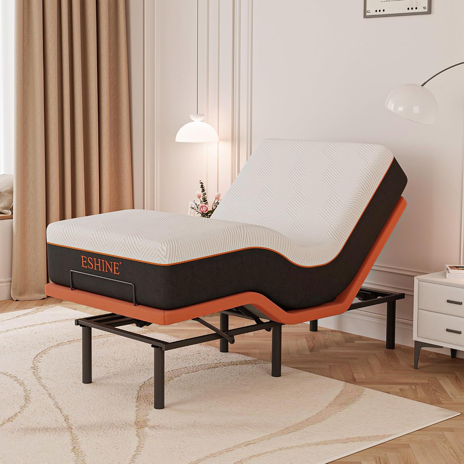 Premium adjustable bed frame with matte finish, featuring wireless remote and app control interface — view 3b