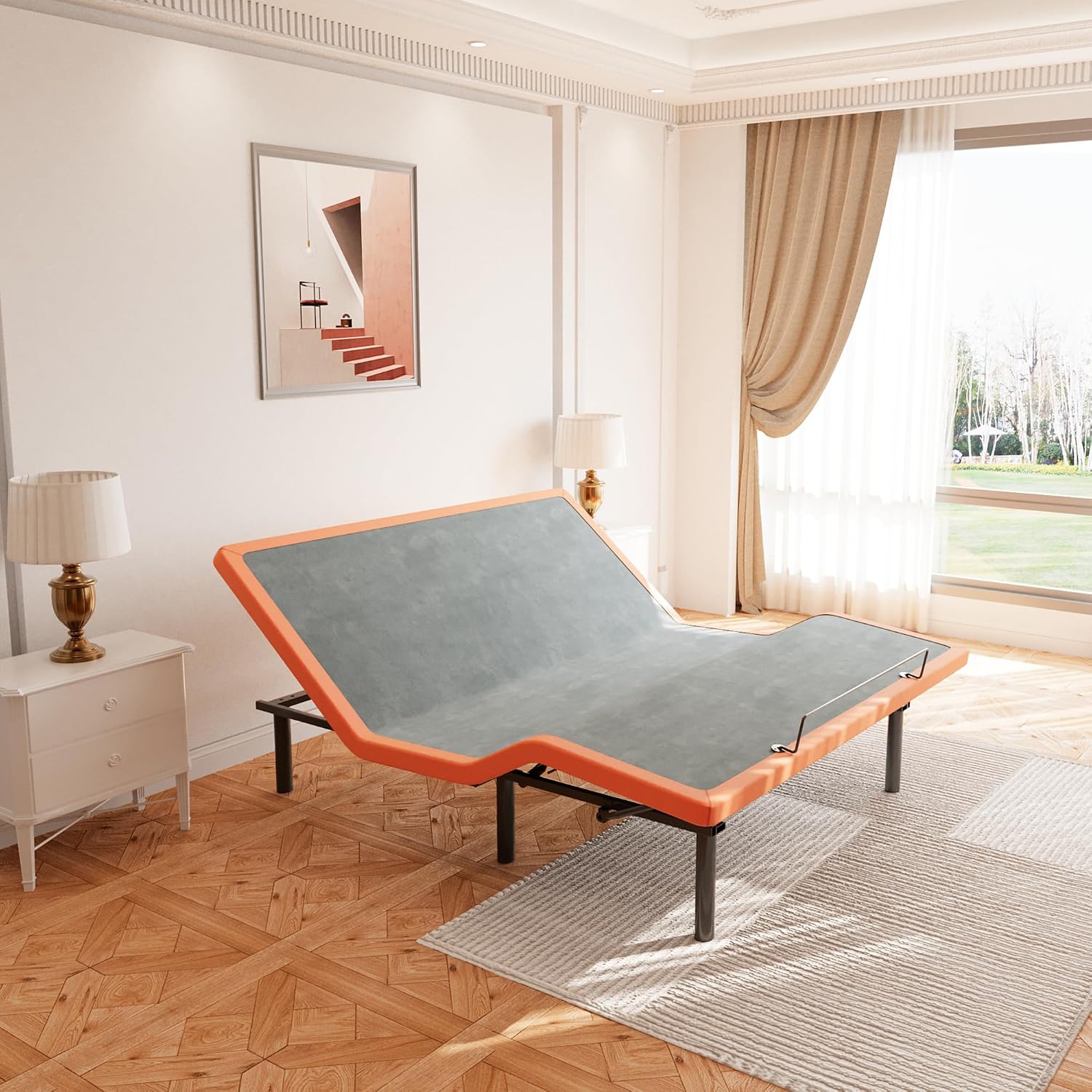 Premium adjustable bed frame with matte finish, featuring wireless remote and app control interface — view 4