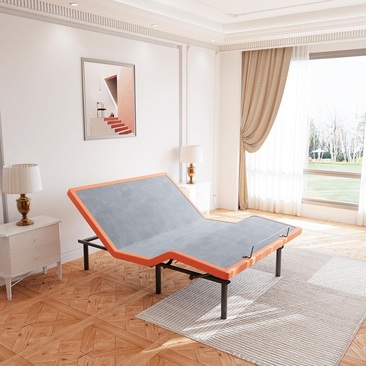 Premium adjustable bed frame with matte finish, featuring wireless remote and app control interface — view 7a