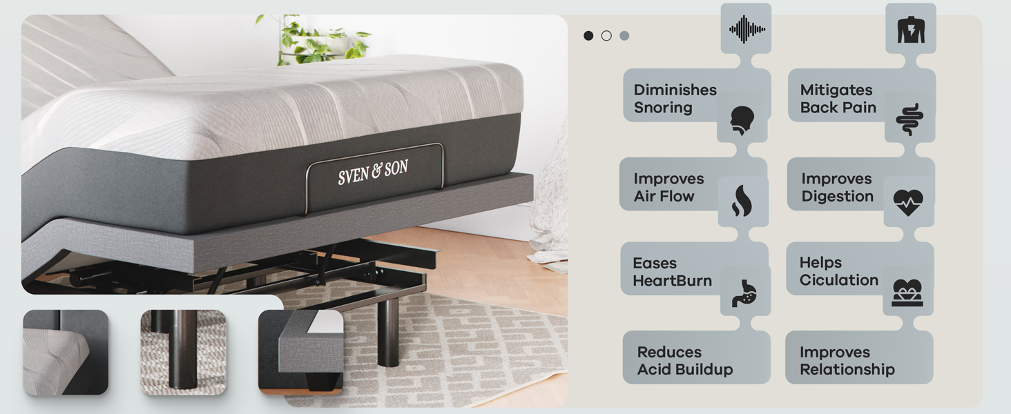 Premium adjustable bed base with lifted head section, massage features, and under-bed ambient lighting โ view 2