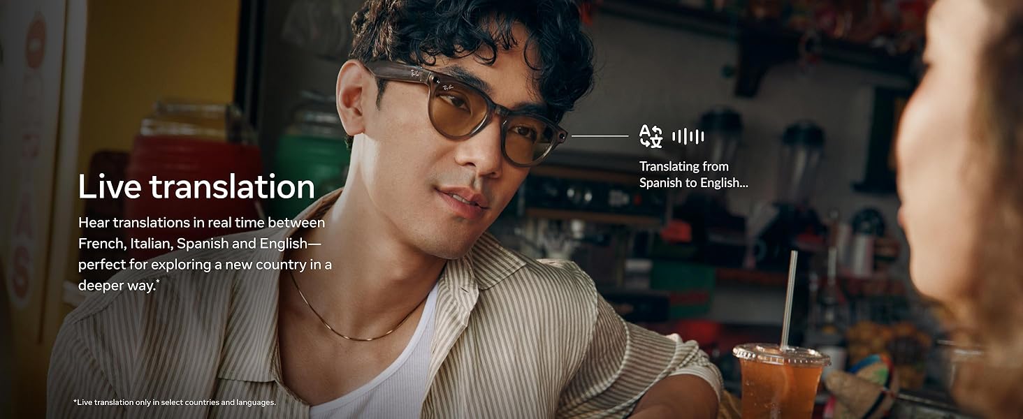 Smart glasses with matte black Wayfarer frame, Transitions graphite green lenses, and built-in camera โ view 7a