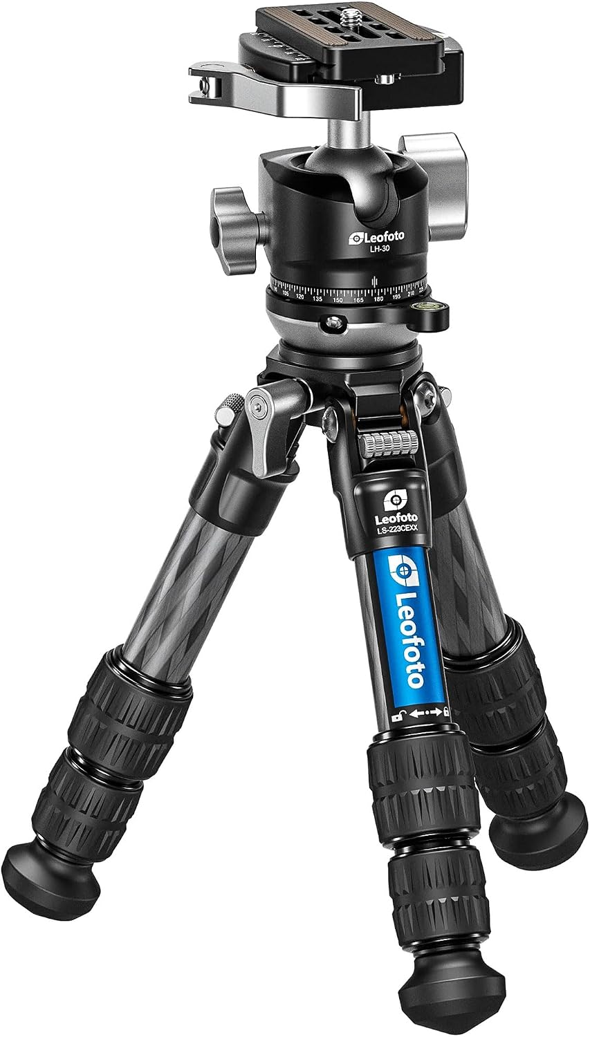 Carbon fiber mini tabletop tripod with 360° rotating ball head and convertible screw connector — view 4
