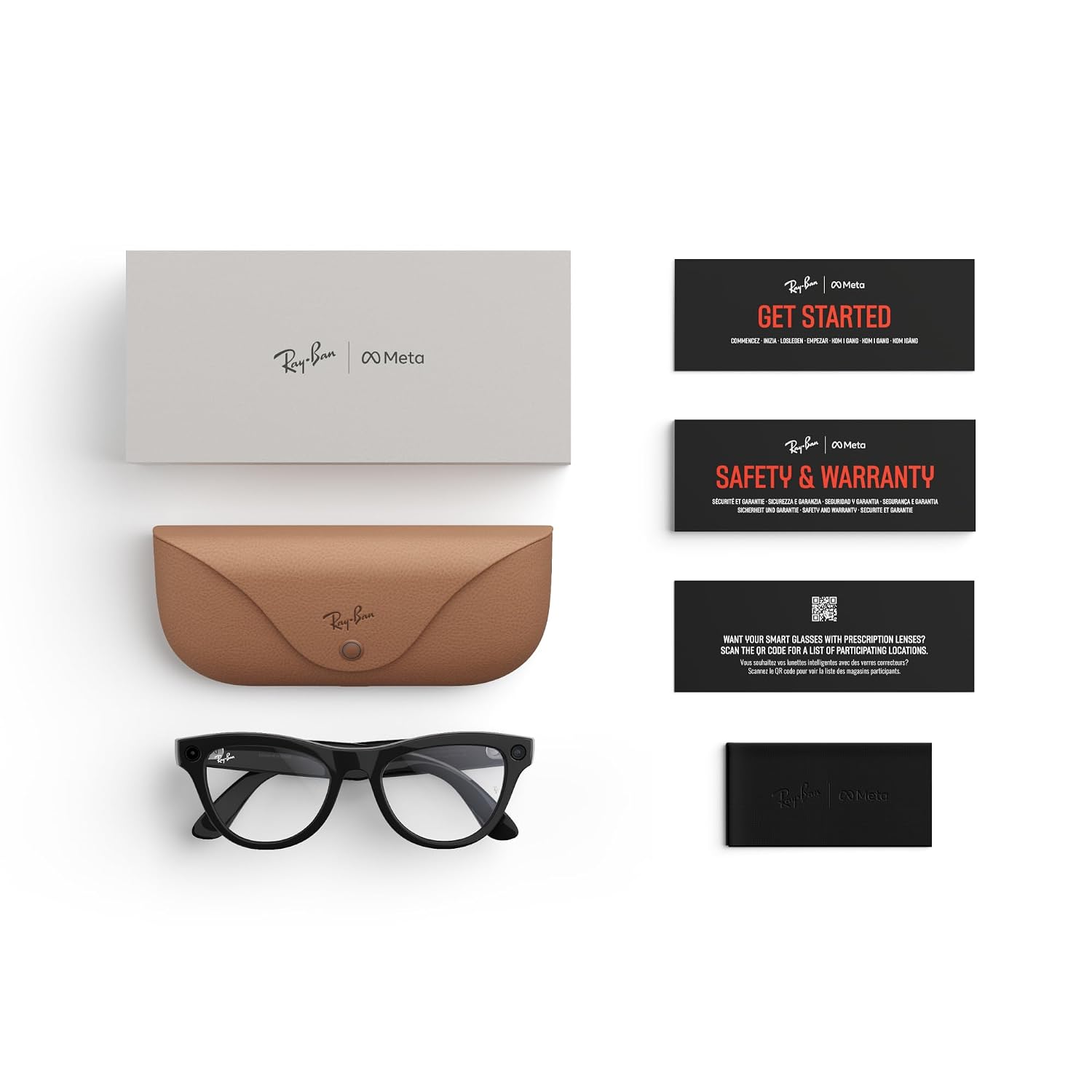 Sleek black smart glasses with ultra-wide camera lens and open-ear speaker design, front and side view — view 4