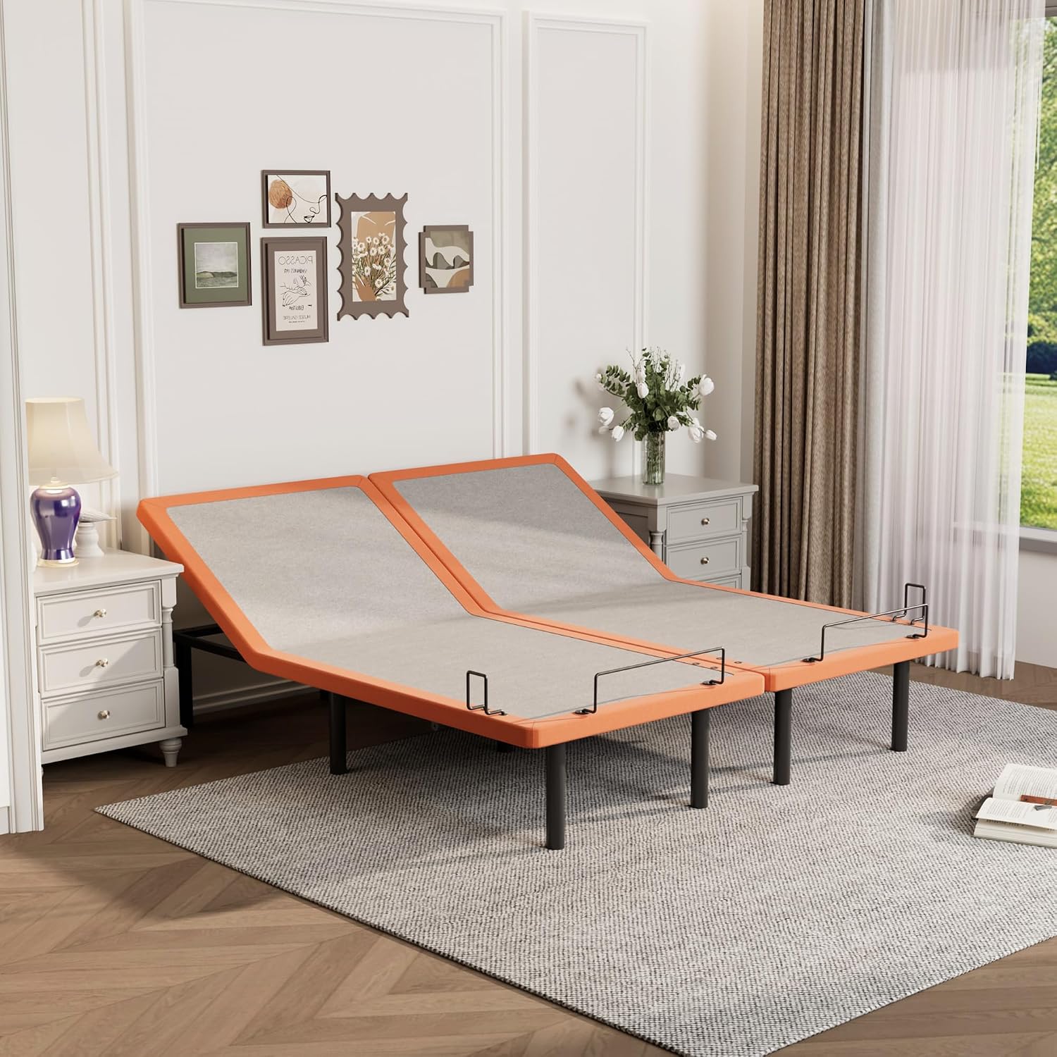 Adjustable bed frame with gel memory foam mattress, Bluetooth app control, and zero gravity positioning โ view 5b