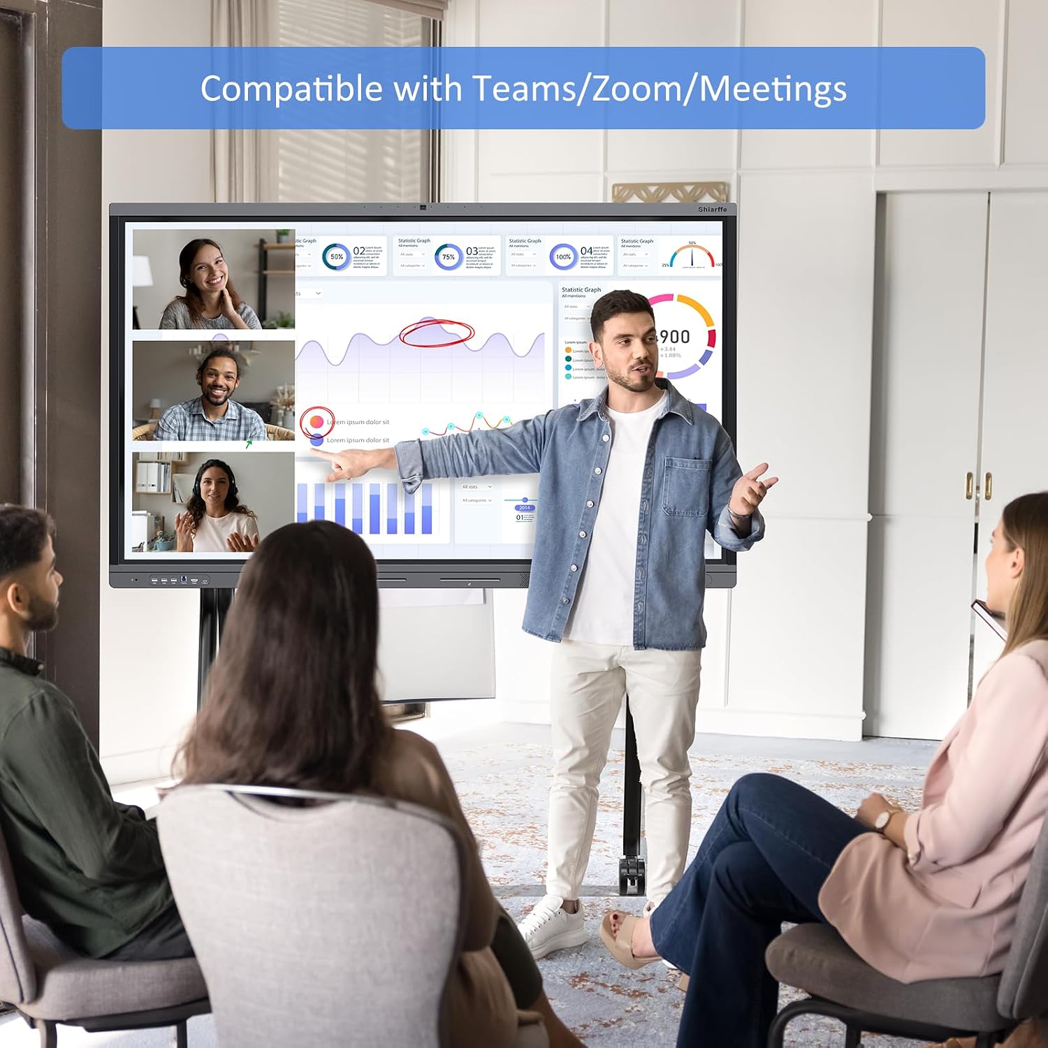 75-inch 4K interactive touchscreen monitor with premium finish and built-in camera — back