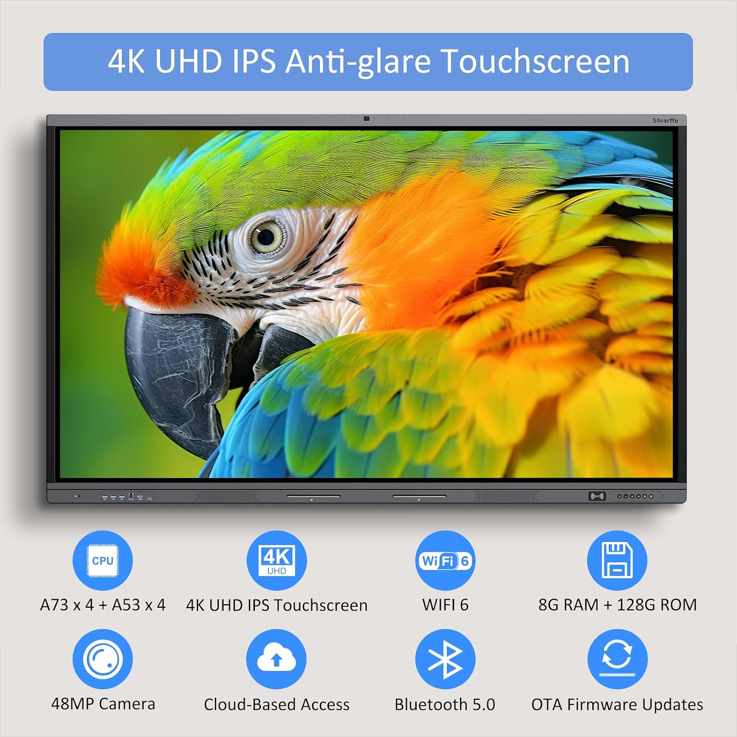 75-inch 4K interactive touchscreen monitor with premium finish and built-in camera โ view 4