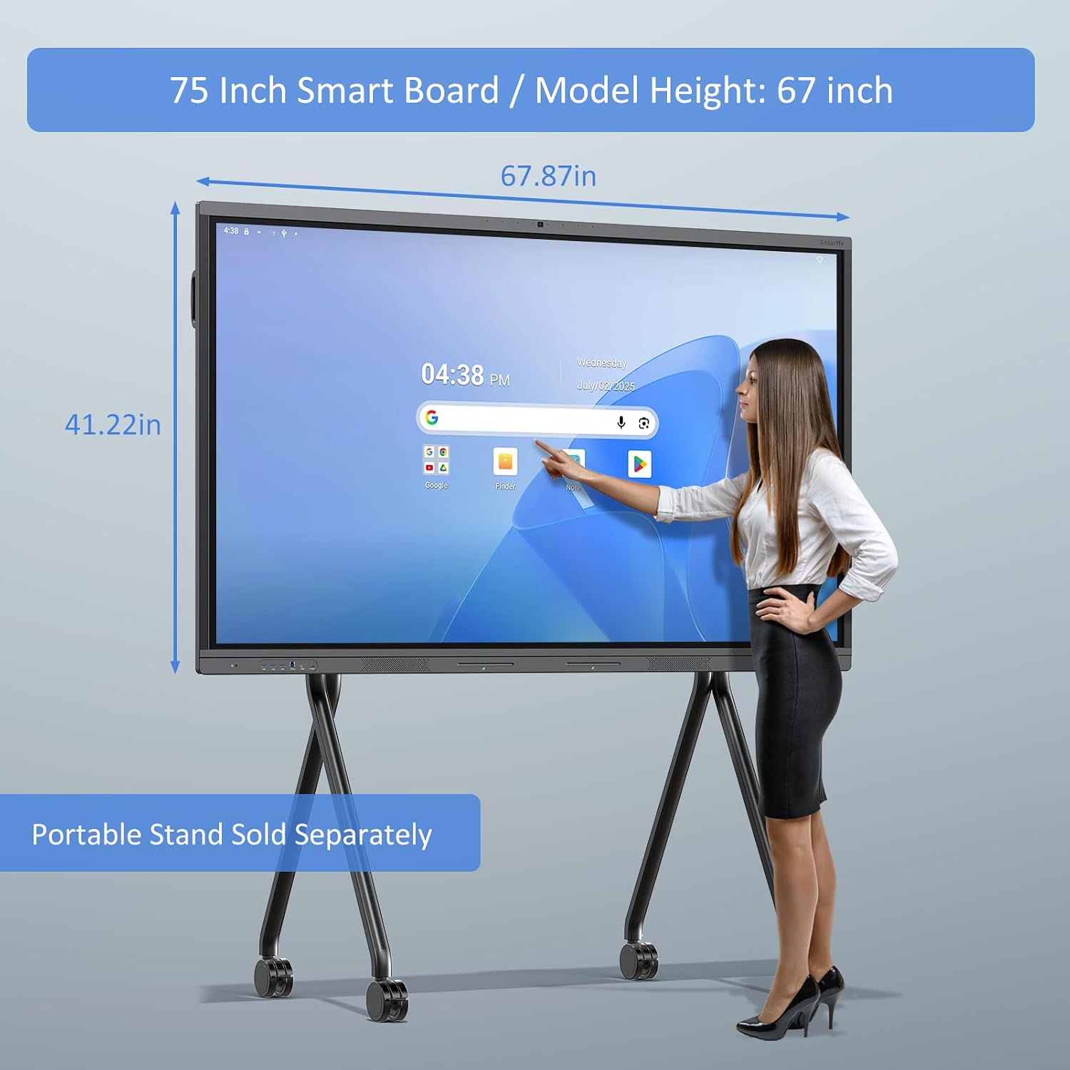 75-inch 4K interactive touchscreen monitor with premium finish and built-in camera — view 1
