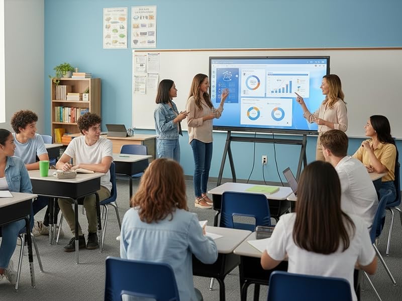 75-inch 4K interactive touchscreen monitor with premium finish and built-in camera — view 4