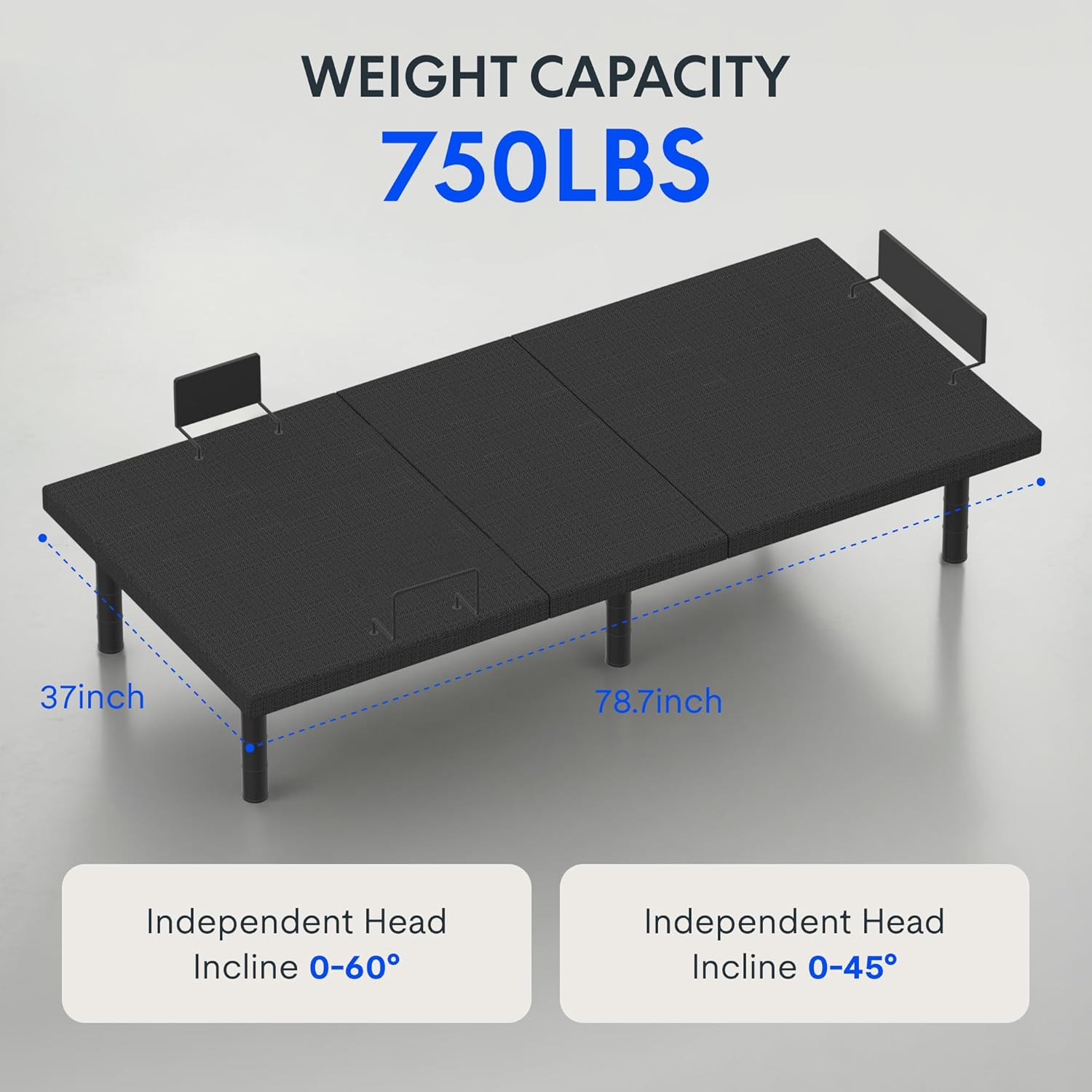 Adjustable bed frame with cooling gel memory foam mattress, wireless remote control, and under-bed lighting system — view 2