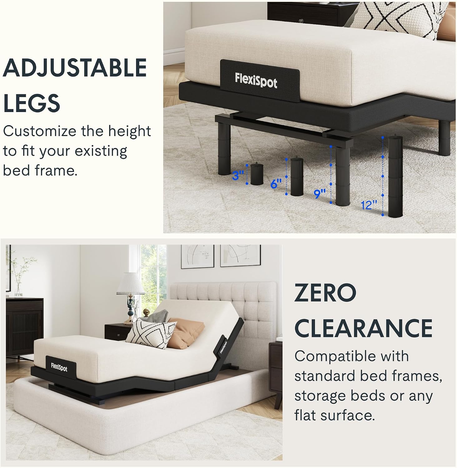 Adjustable bed frame with cooling gel memory foam mattress, wireless remote control, and under-bed lighting system — view 5
