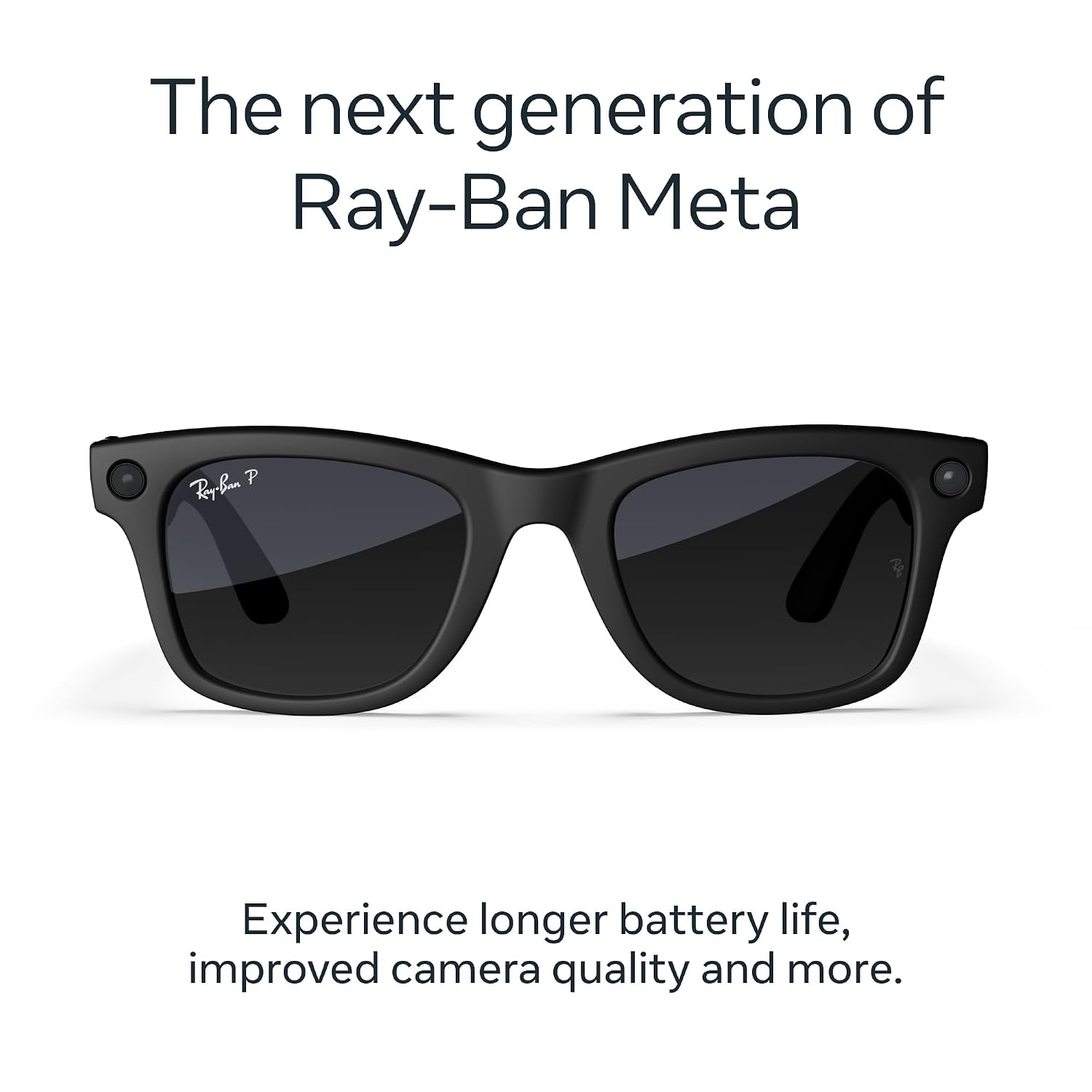 Premium matte black AI smart glasses with polarized gradient graphite lenses, featuring 12MP camera and built-in audio recording โ side