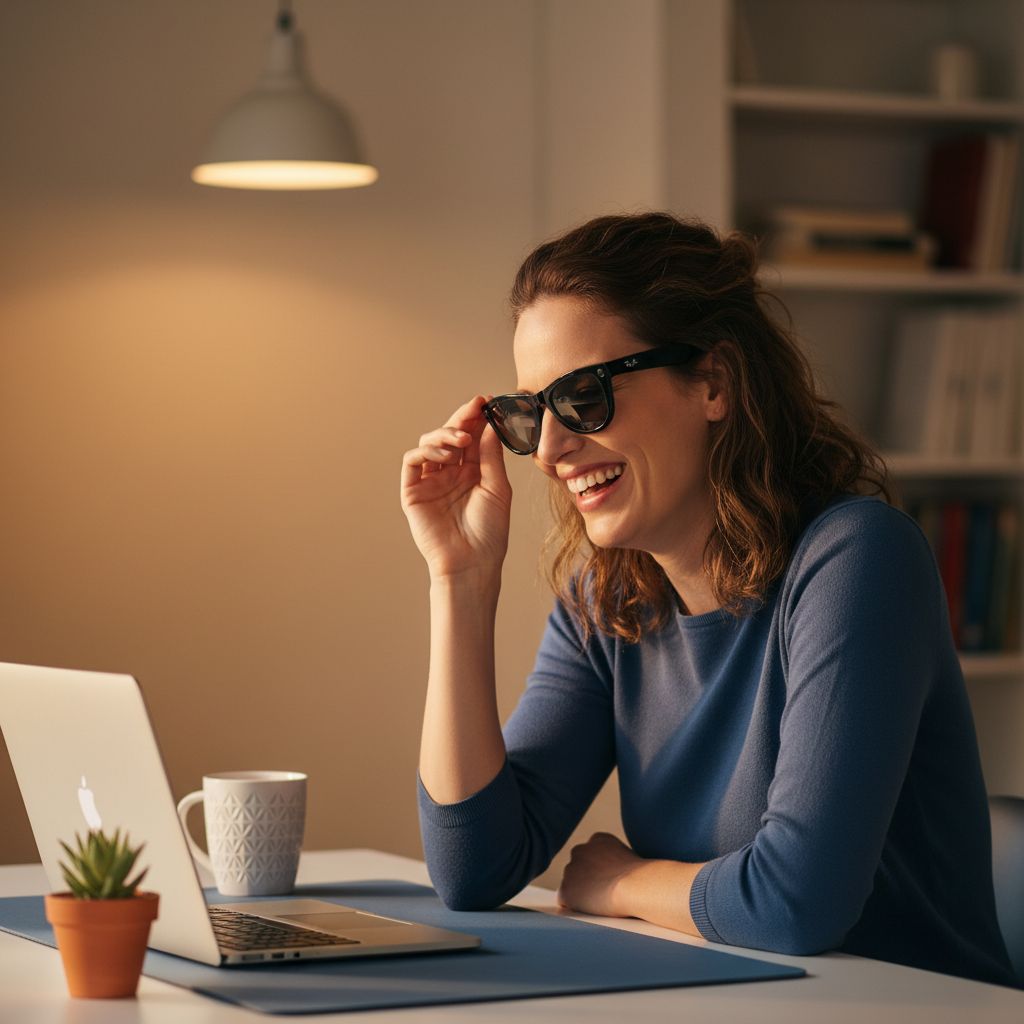 Premium wearable smart glasses with shiny black frame and polarized gradient graphite lenses, front and side view — view 3b
