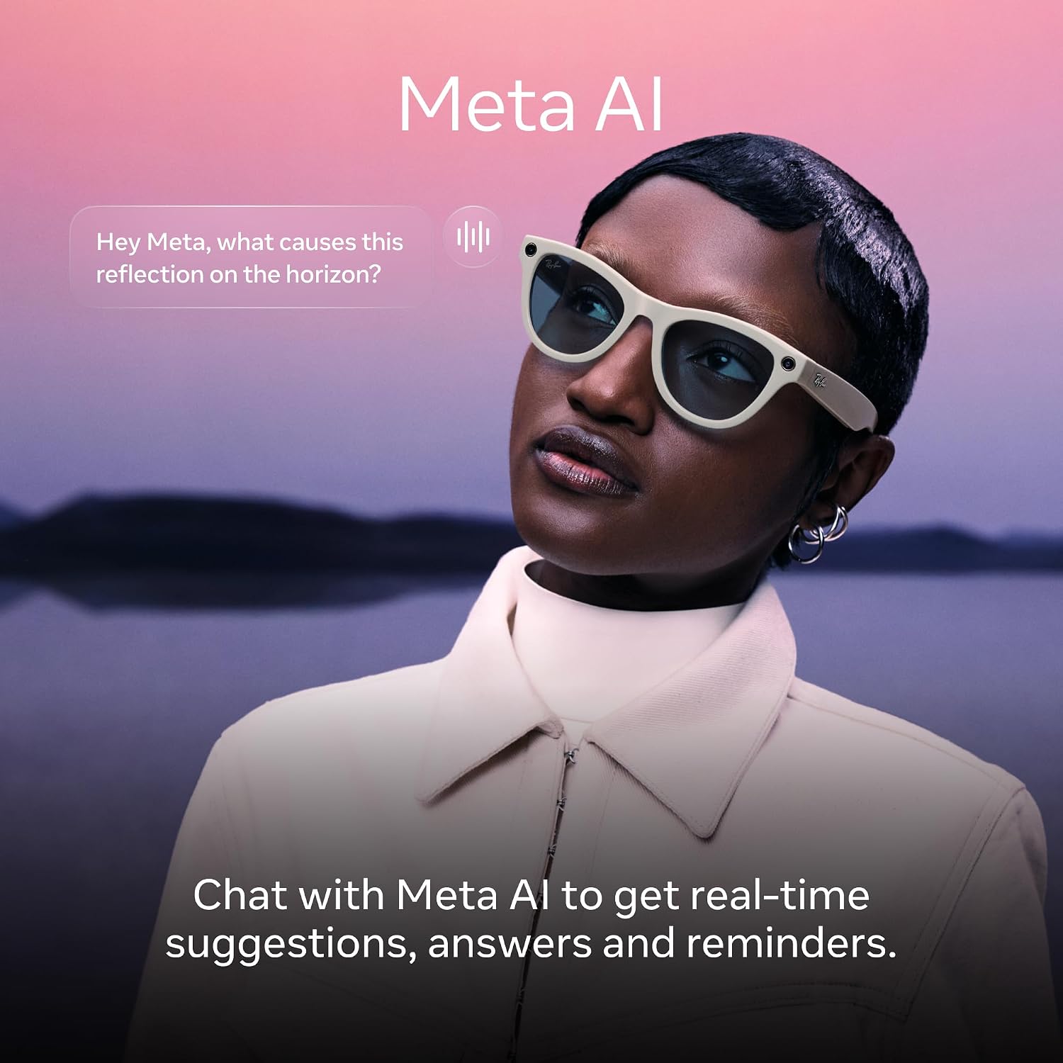 Smart glasses with Transitions lenses in shiny mystic violet finish, featuring integrated 12MP camera and audio recording capabilities — view 3