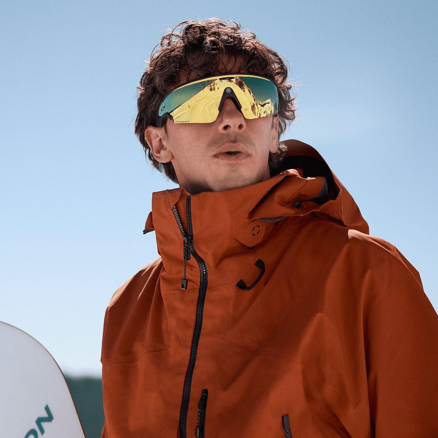 Smart AI glasses with black frame and dark tinted lenses, featuring integrated camera and audio recording capabilities — side