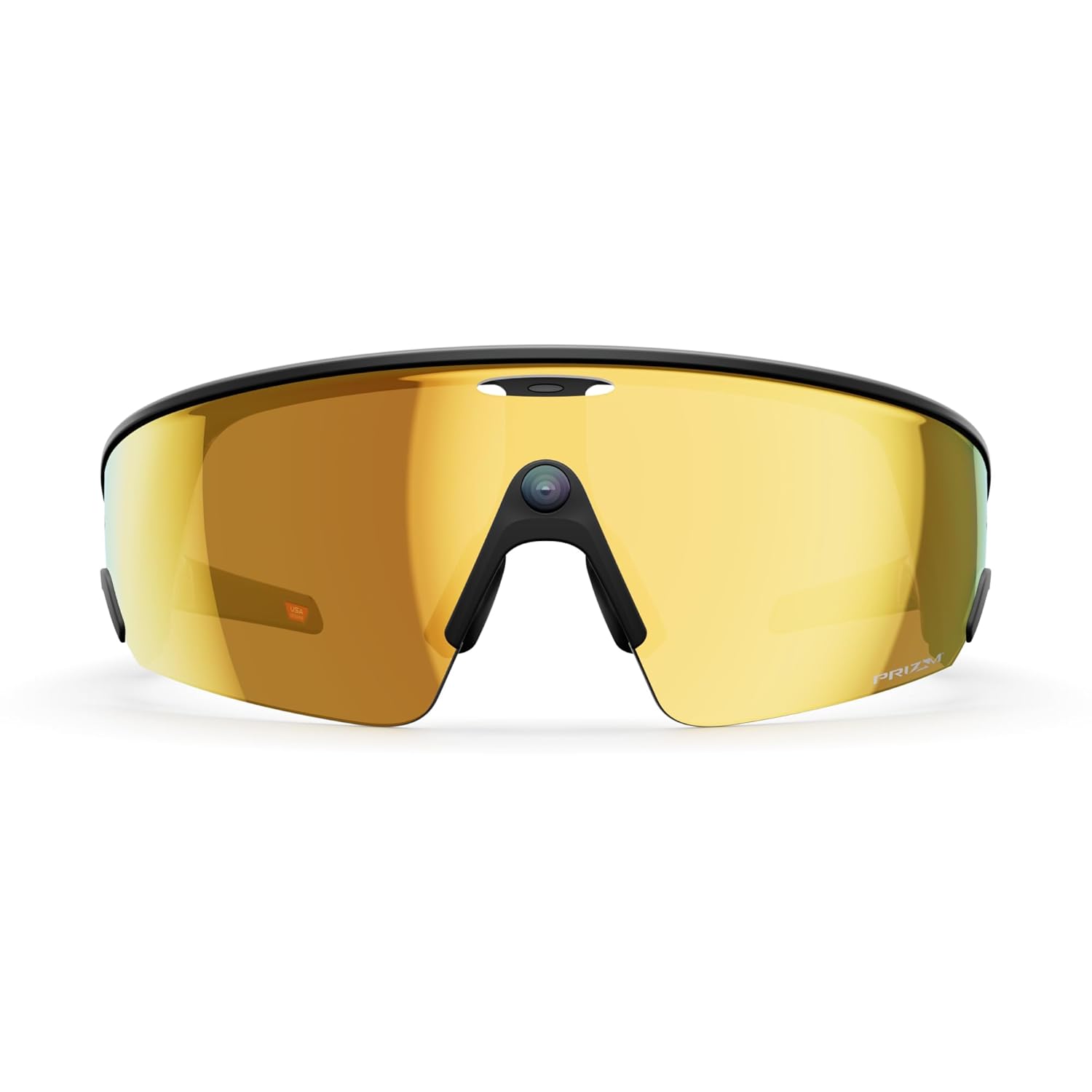 Smart AI glasses with black frame and dark tinted lenses, featuring integrated camera and audio recording capabilities — back