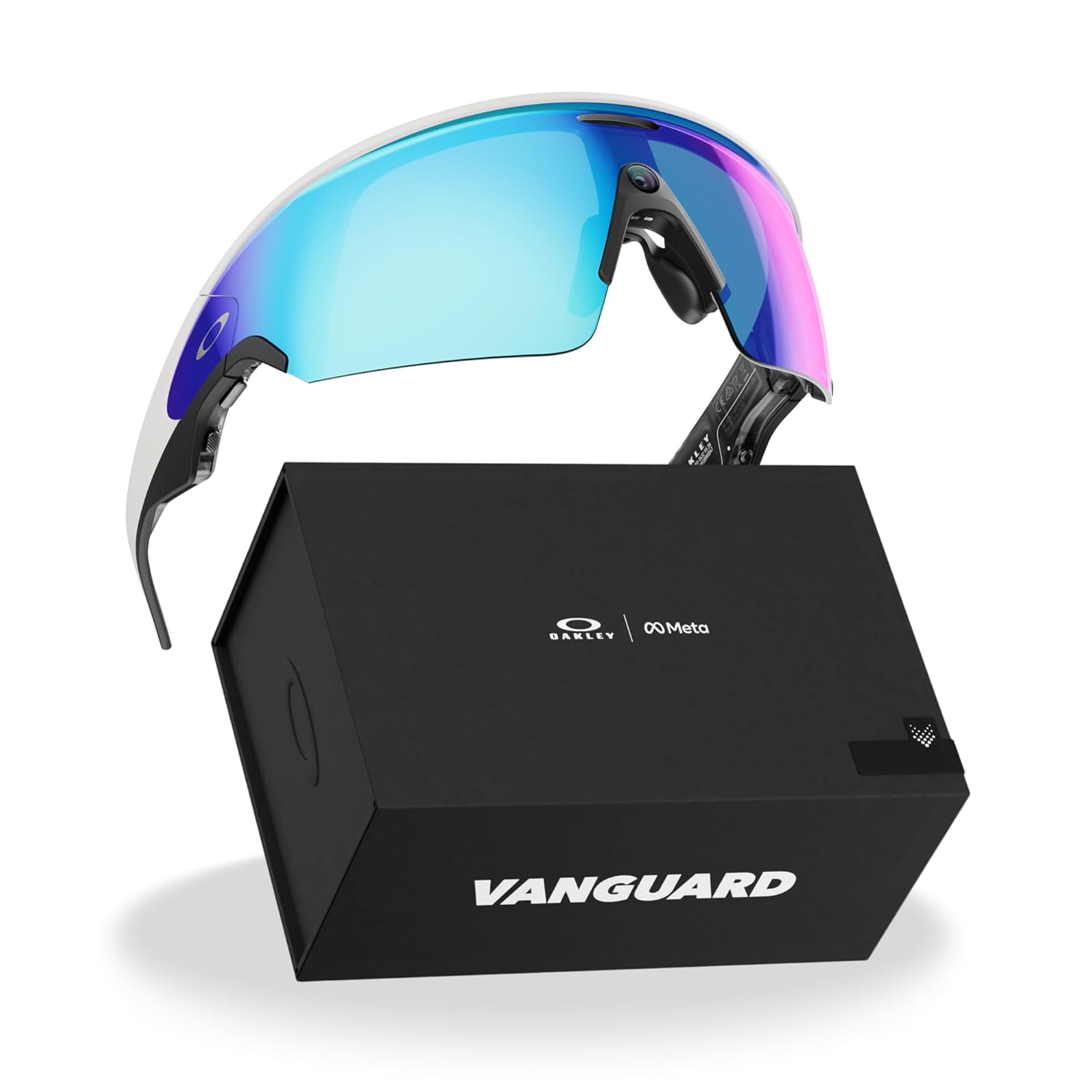 Smart AI glasses with black frame and dark tinted lenses, featuring integrated camera and audio recording capabilities — view 3b