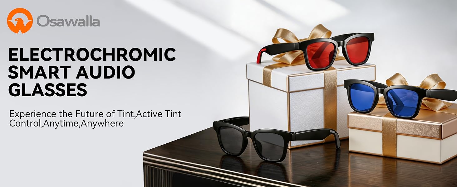 Smart audio glasses with electrochromic tint lenses and open-ear Bluetooth speaker design โ view 4