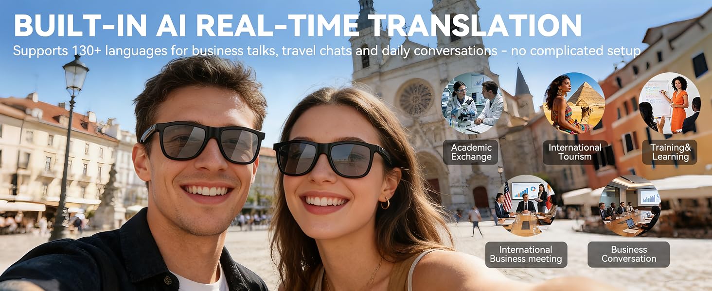 Smart audio glasses with electrochromic tint lenses and open-ear Bluetooth speaker design โ view 7b