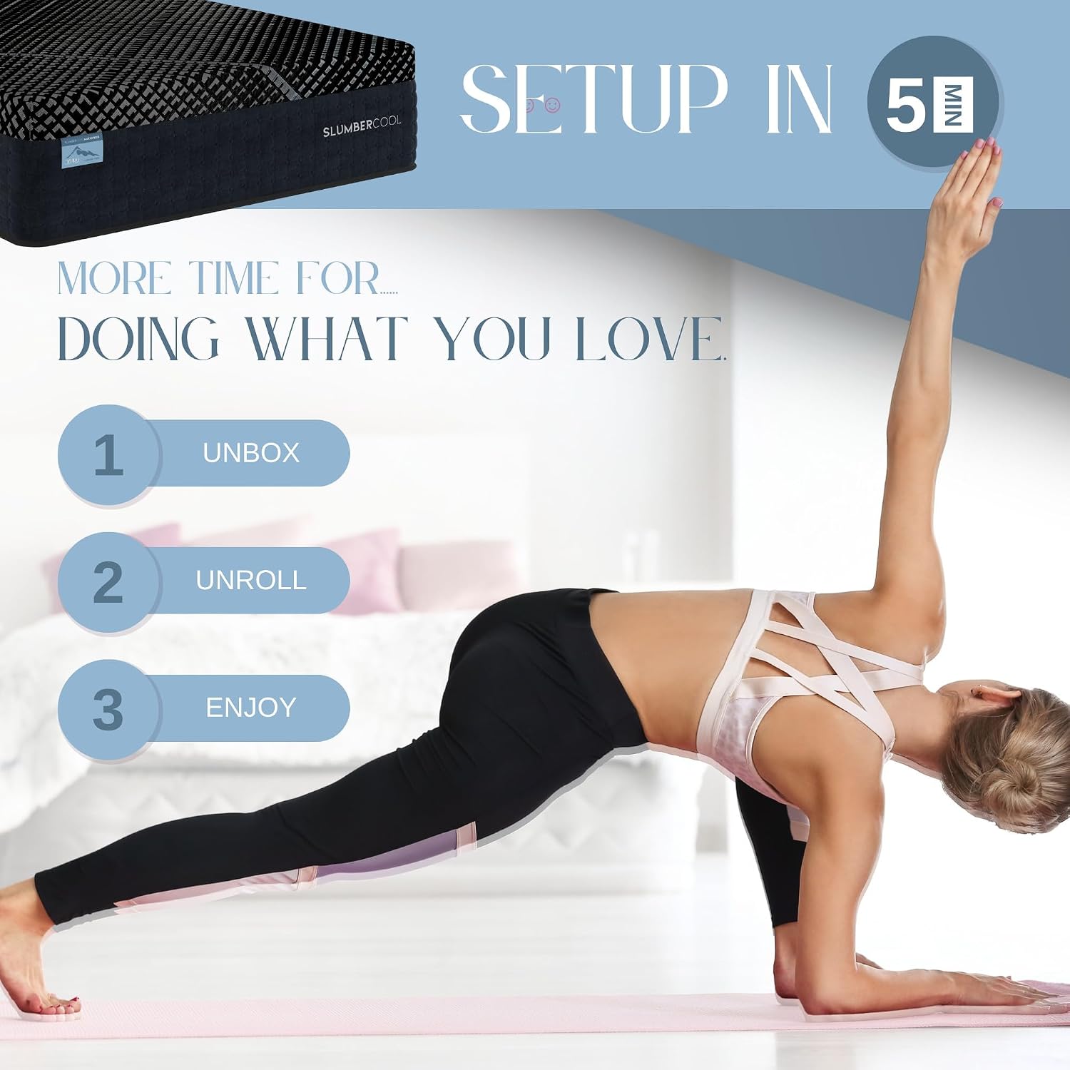 14-inch hybrid cooling mattress with gel-infused memory foam and zoned lumbar support coils, split California King with GlacierTex cover โ detail