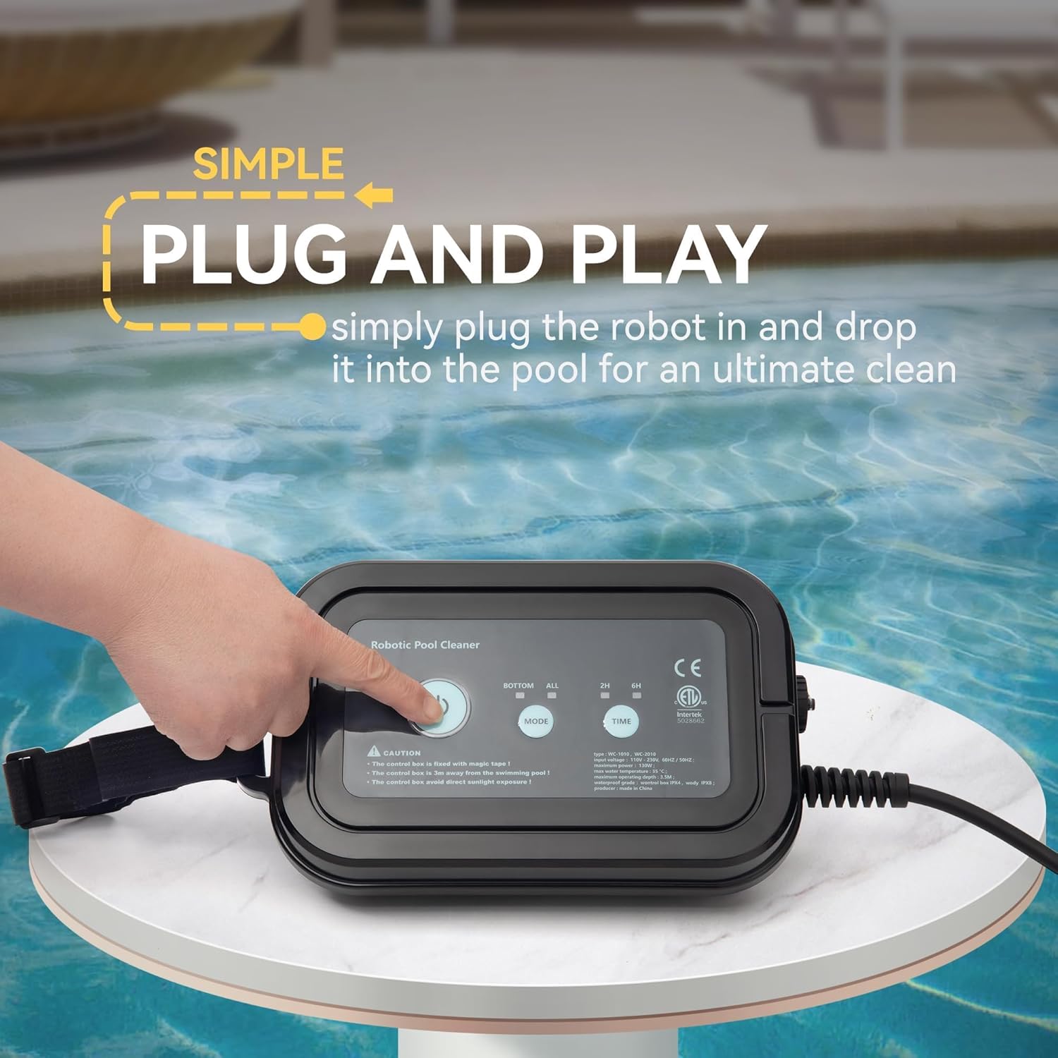 Wall-climbing robotic pool vacuum with grey finish and 360-degree kink-free cord system — view 3