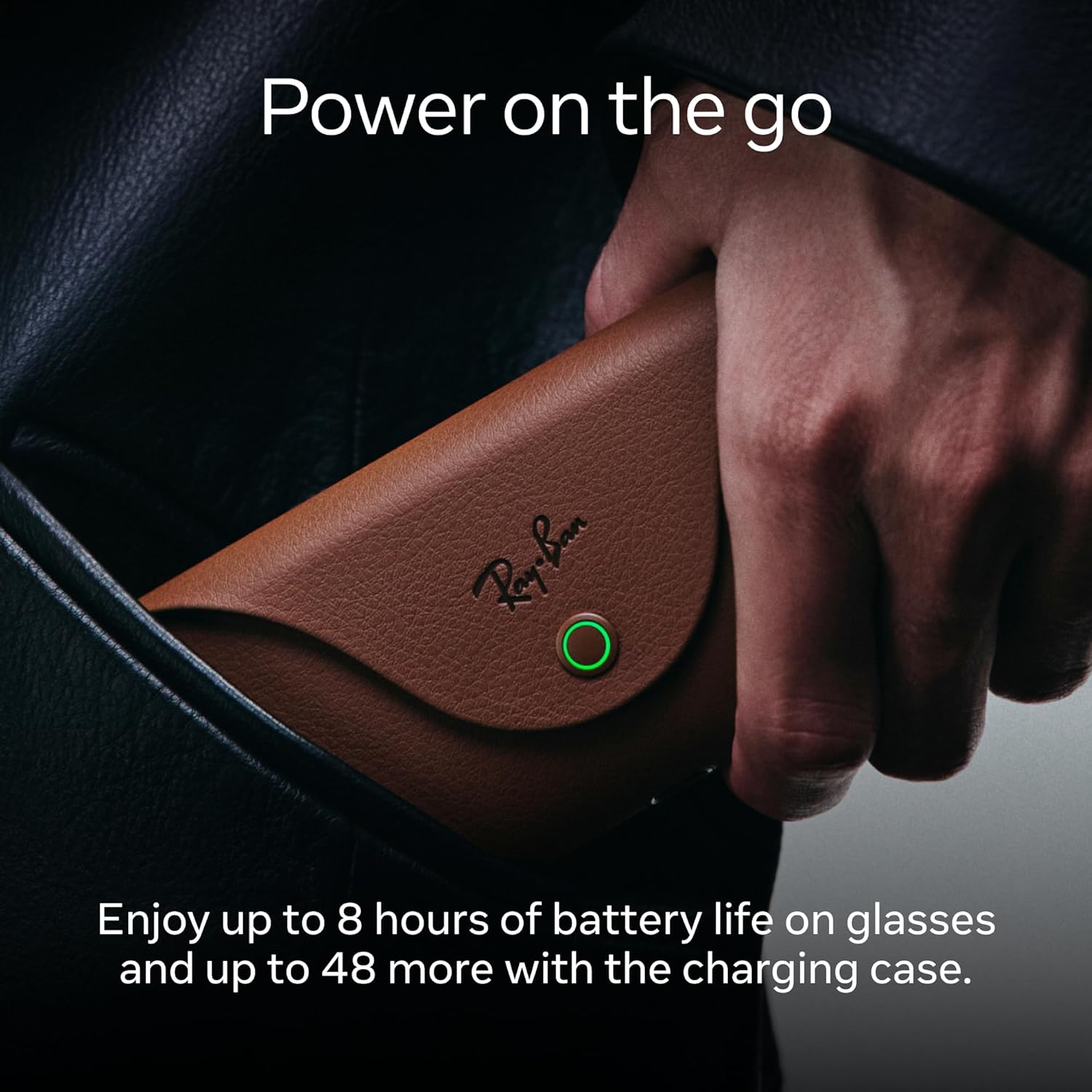 Smart glasses with transparent peach frame finish, featuring integrated camera lens and brown transition lenses — view 3