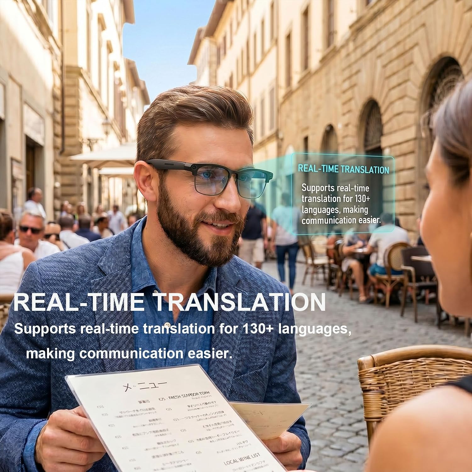 AI smart glasses with sleek design, 8MP camera, and photochromic lenses โ view 3