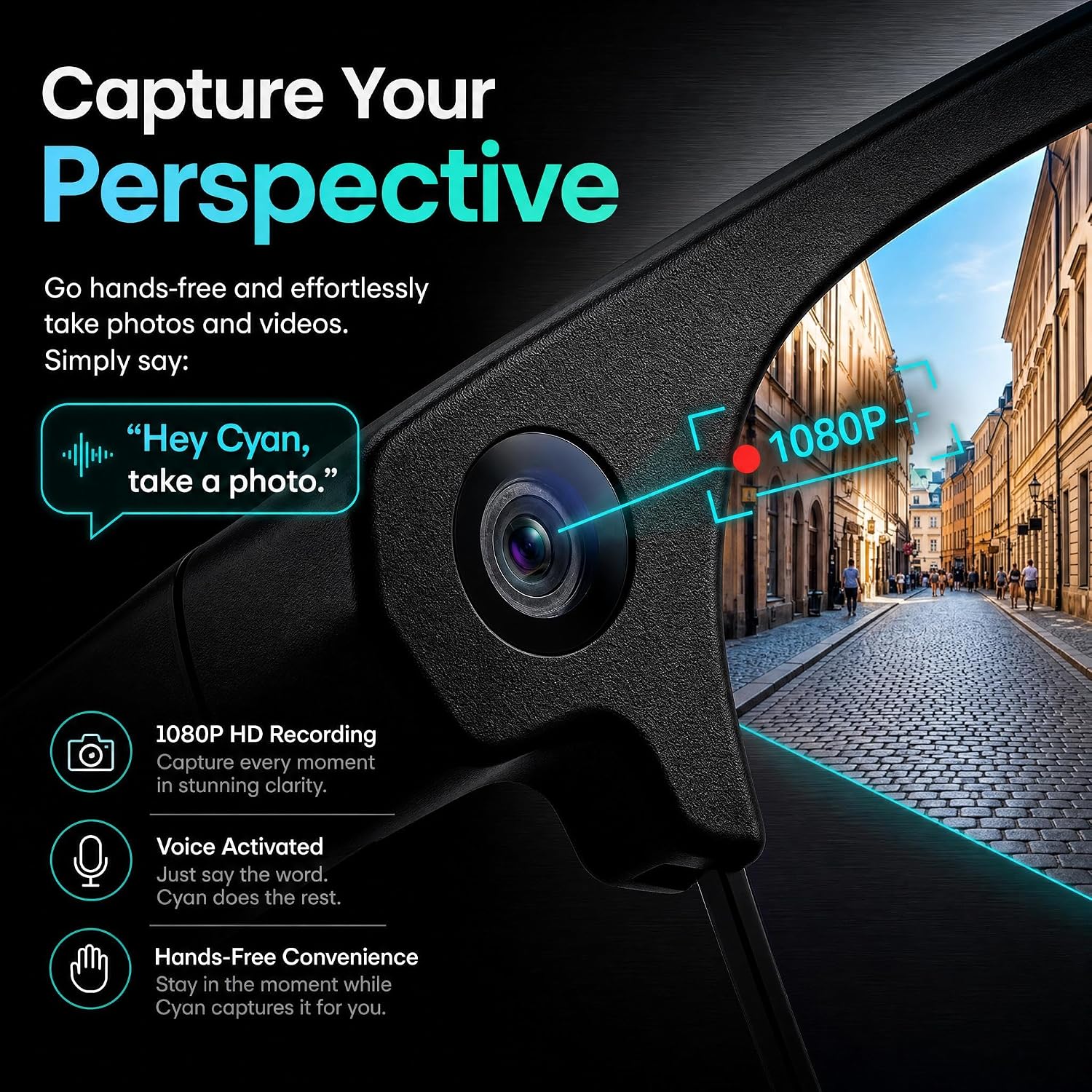 AI smart glasses with sleek design, 8MP camera, and photochromic lenses โ view 3