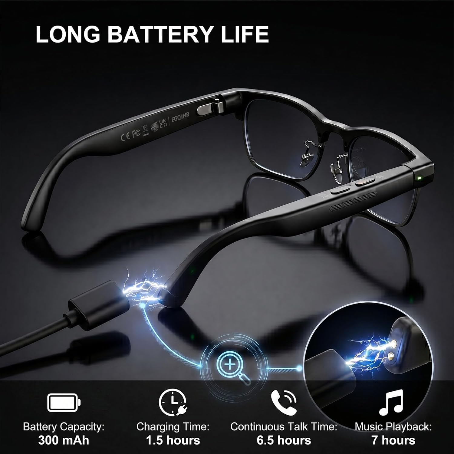 AI smart glasses with sleek design, 8MP camera, and photochromic lenses โ view 5