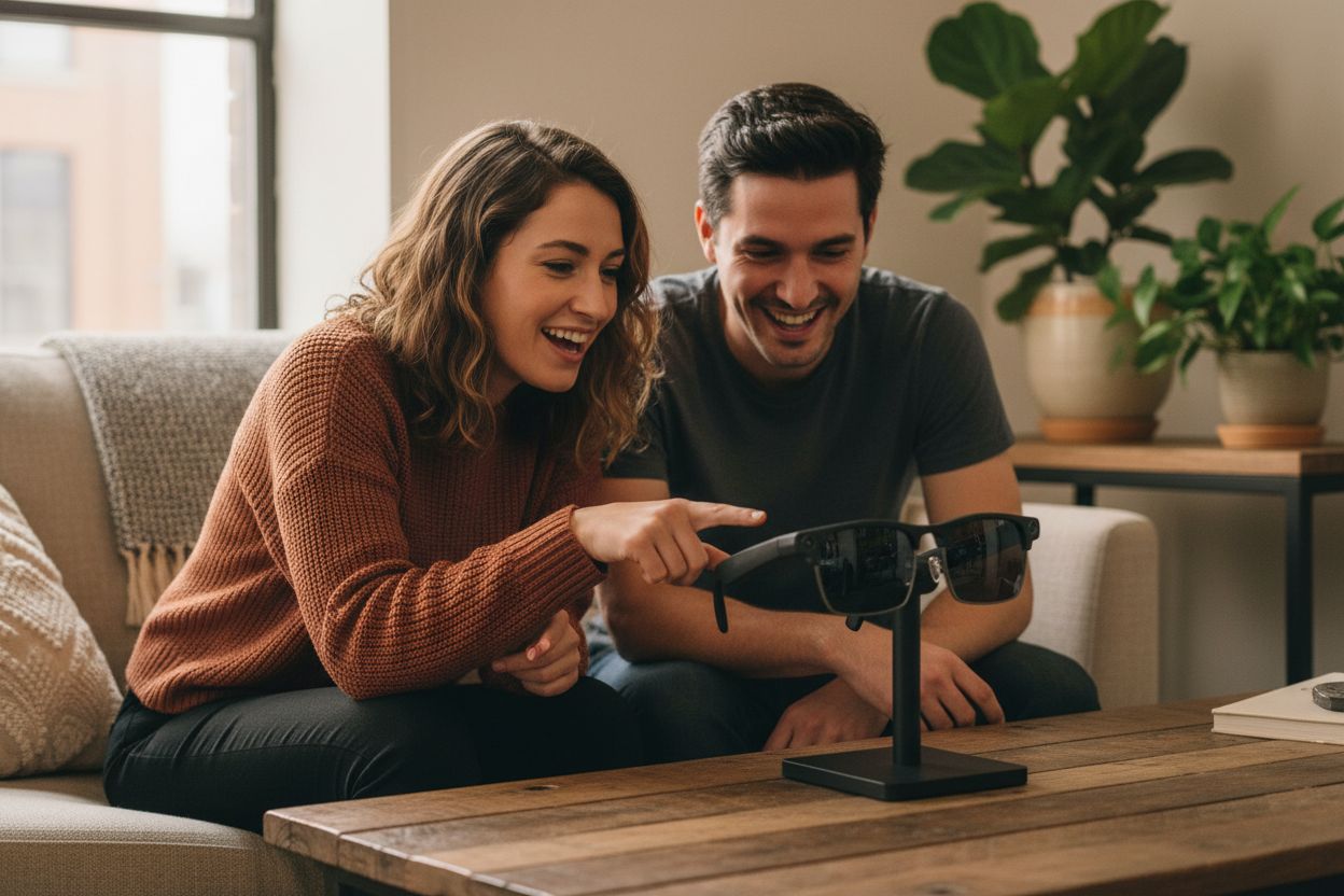 AI smart glasses with sleek design, 8MP camera, and photochromic lenses โ view 3a