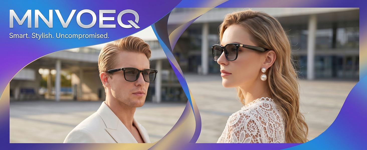 AI translation smart glasses with photochromic lenses and Bluetooth speakers, sleek design — view 3b