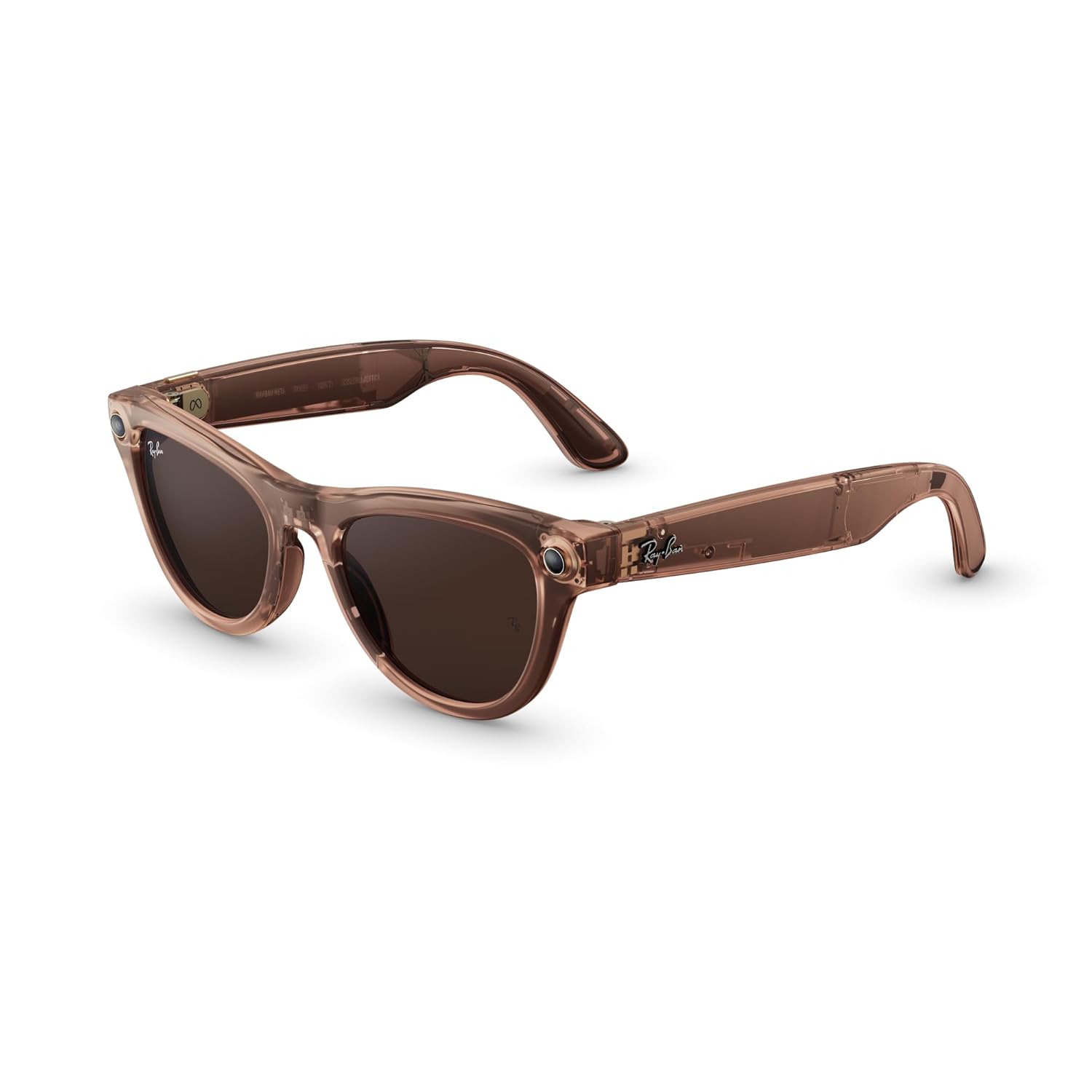 Meta Ray-Ban (Gen 2), Skyler, Shiny Transparent Peach | Smart AI Glasses for Men, Women — 2x Battery Life — 3K Ultra HD — 12 MP Camera, Audio, Video Recording — Transitions® Brown Lenses — Sunglasses