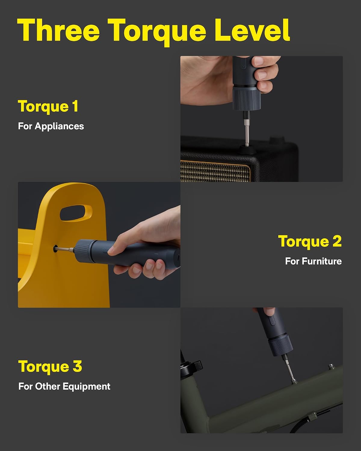 25-piece cordless electric screwdriver kit with USB-C charging, black utilitarian design, includes bits and accessories — back