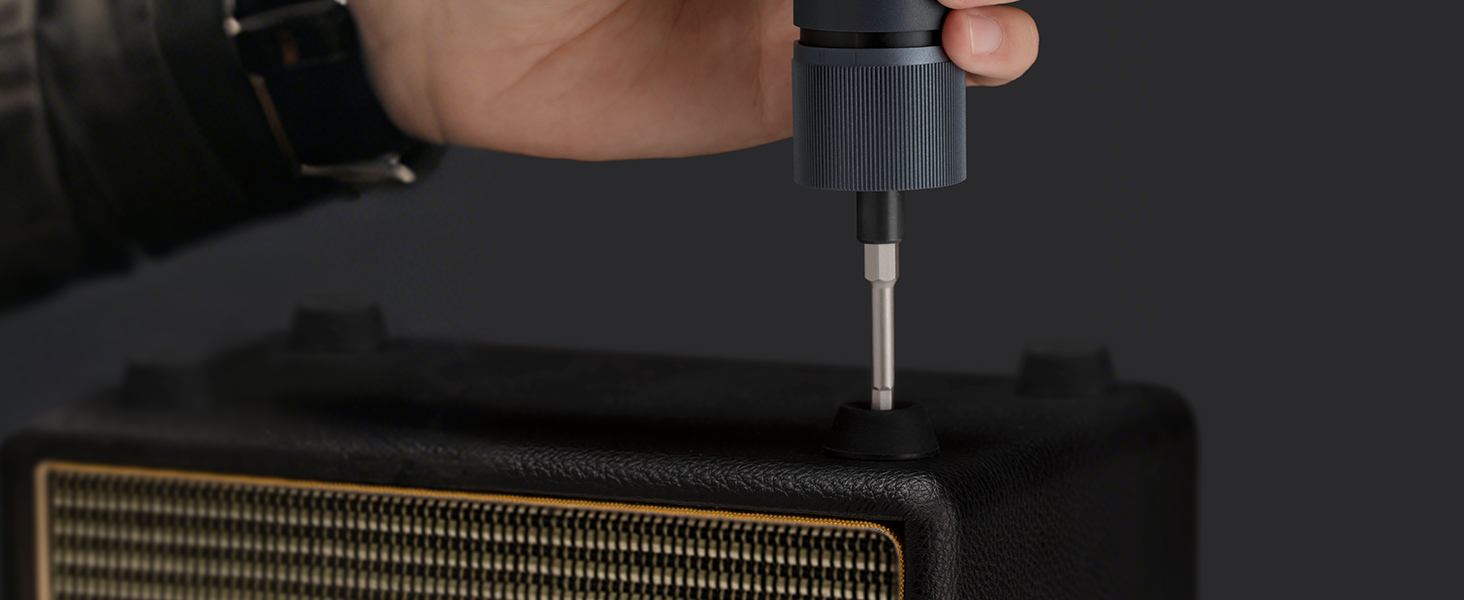 25-piece cordless electric screwdriver kit with USB-C charging, black utilitarian design, includes bits and accessories — view 7b