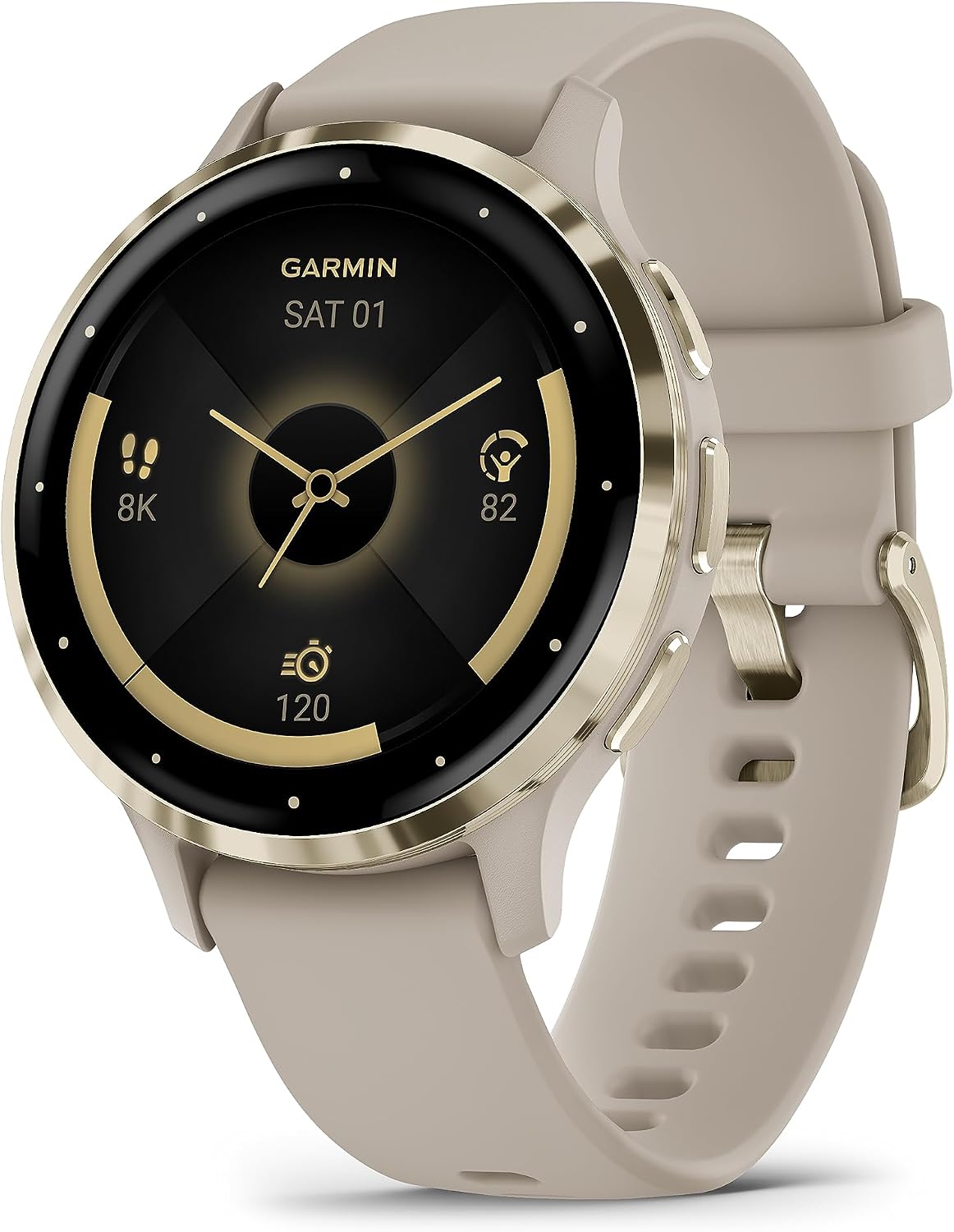 Premium AMOLED GPS smart watch in linen finish with health tracking and sports modes — view 1