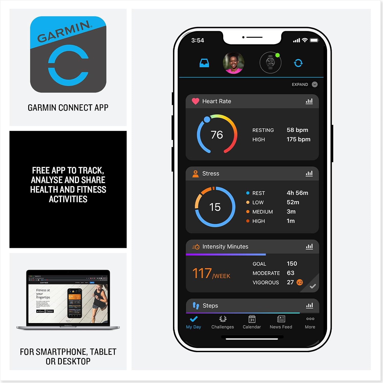 Premium AMOLED GPS smart watch in linen finish with health tracking and sports modes — view 3