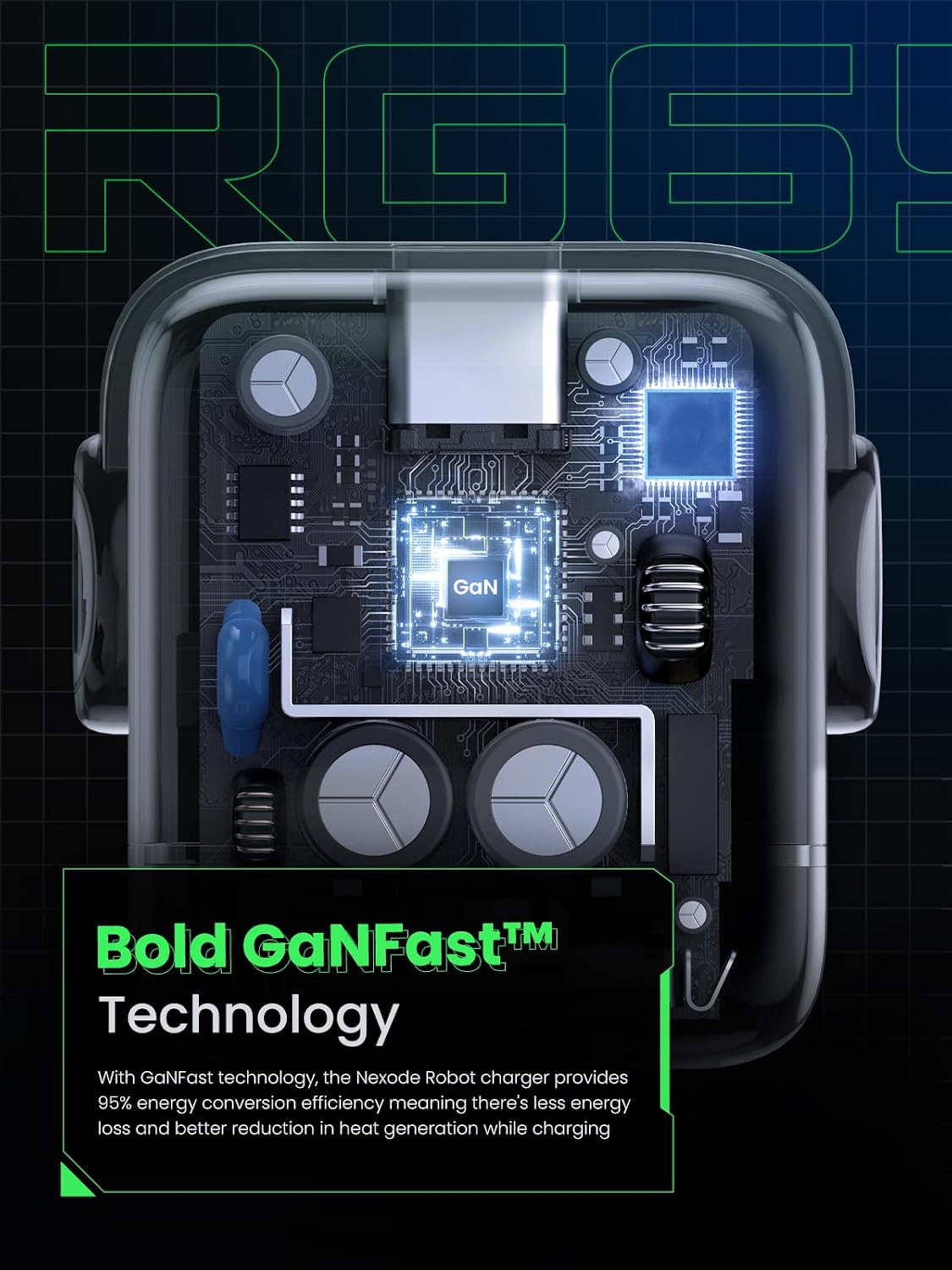 UGREEN Uno 65W USB-C GaN fast charger with 3 ports in black, minimalist desktop design — view 5