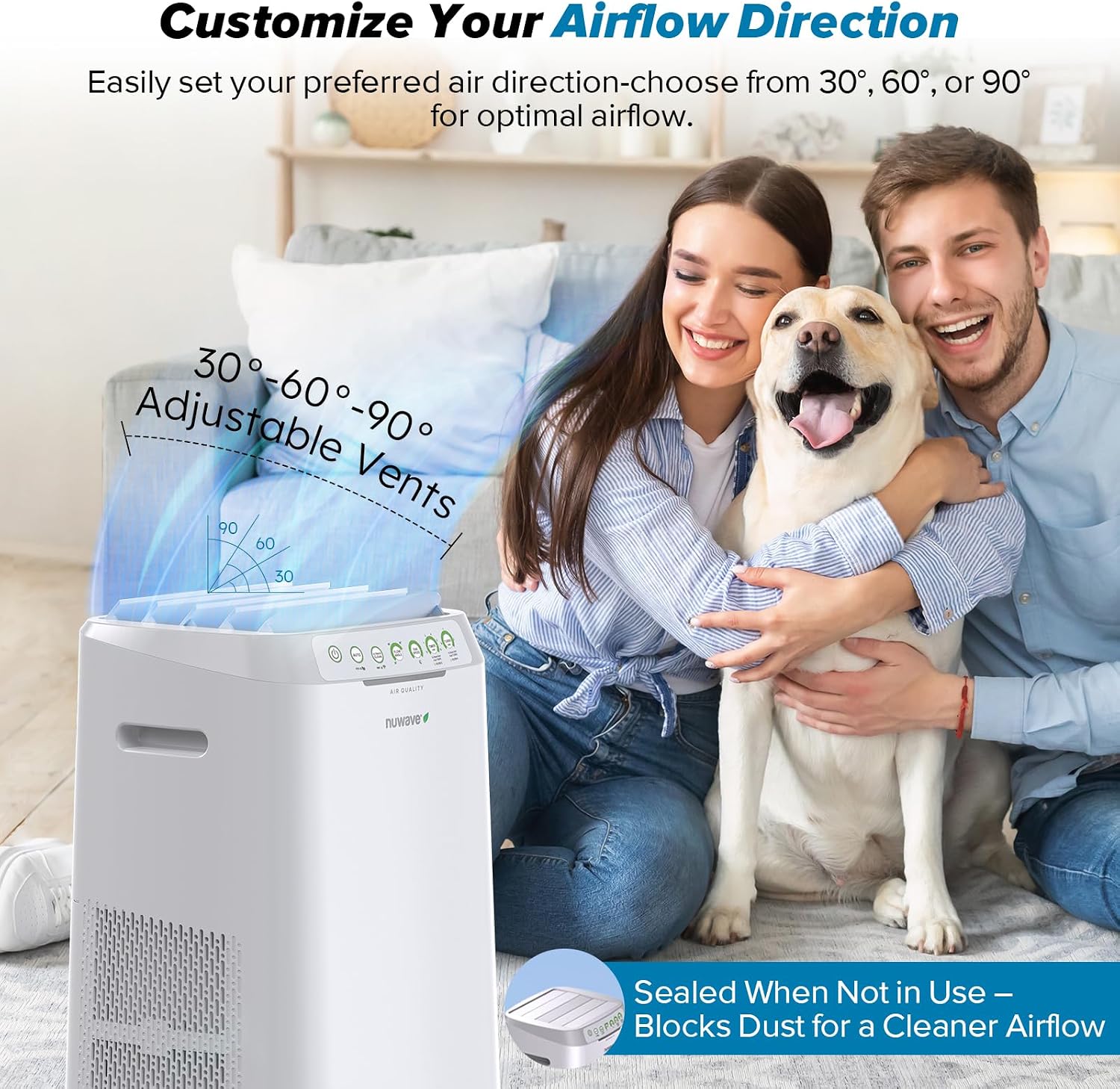 Tabletop smart air purifier with adjustable flow panel, utilitarian design โ view 5