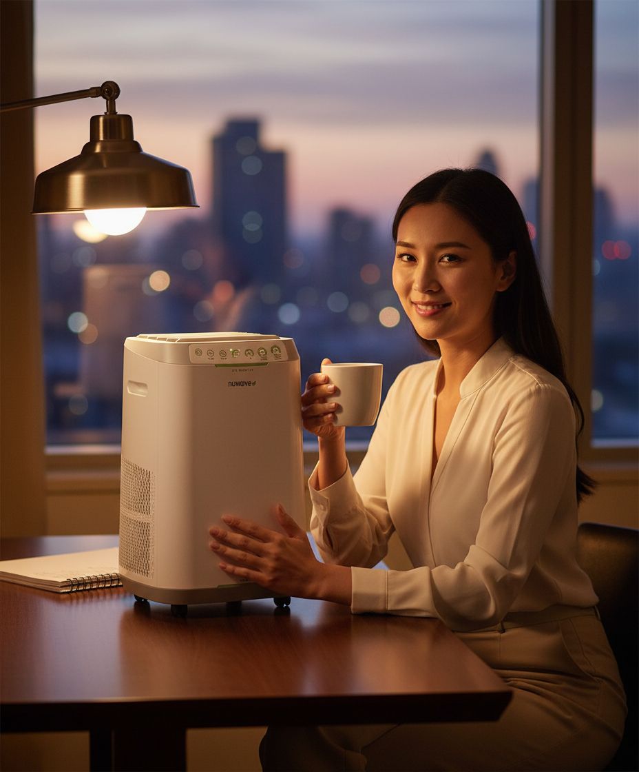 Tabletop smart air purifier with adjustable flow panel, utilitarian design โ view 4