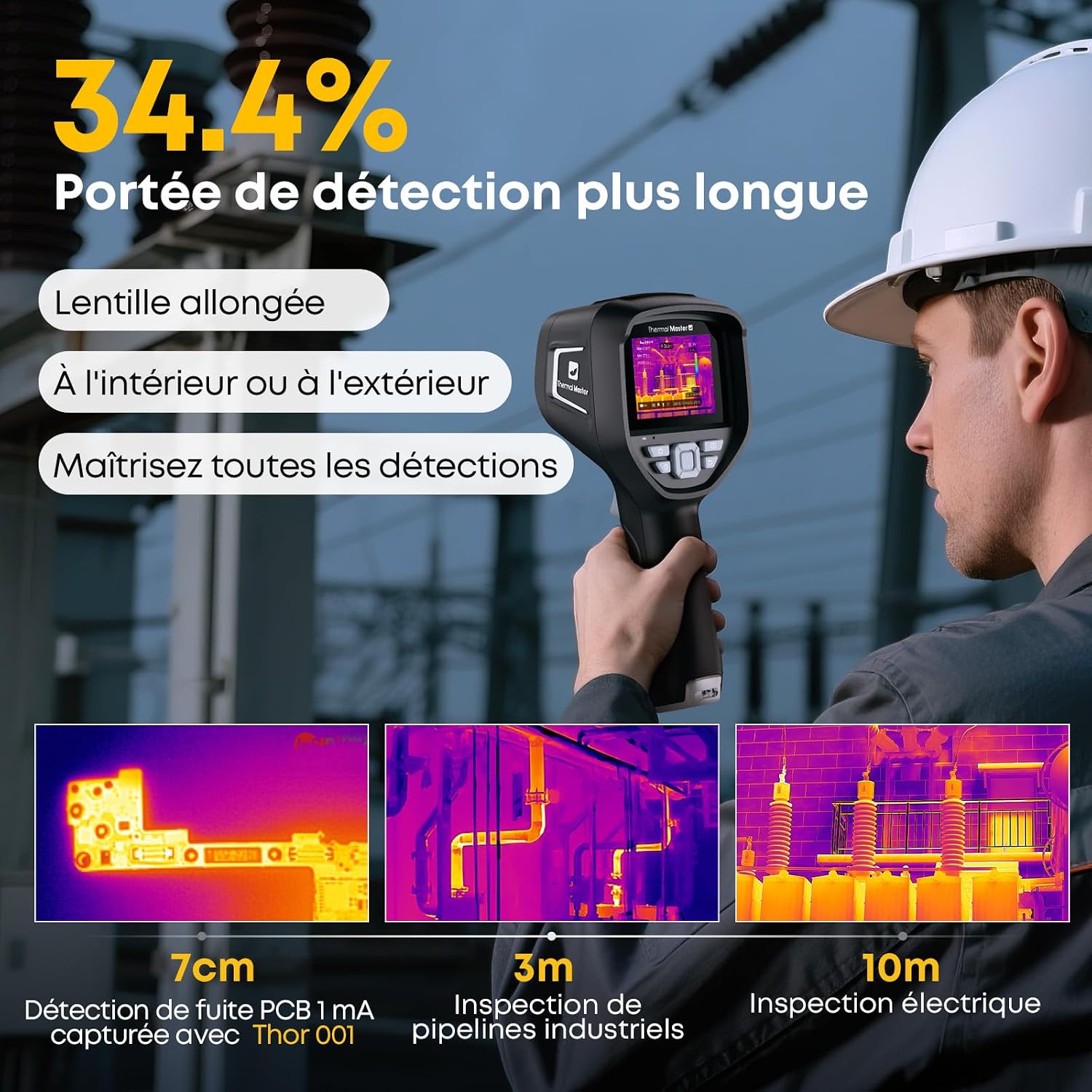 Rugged pocket-size thermal imaging camera with 3.5-inch display and USB-C connector โ view 3