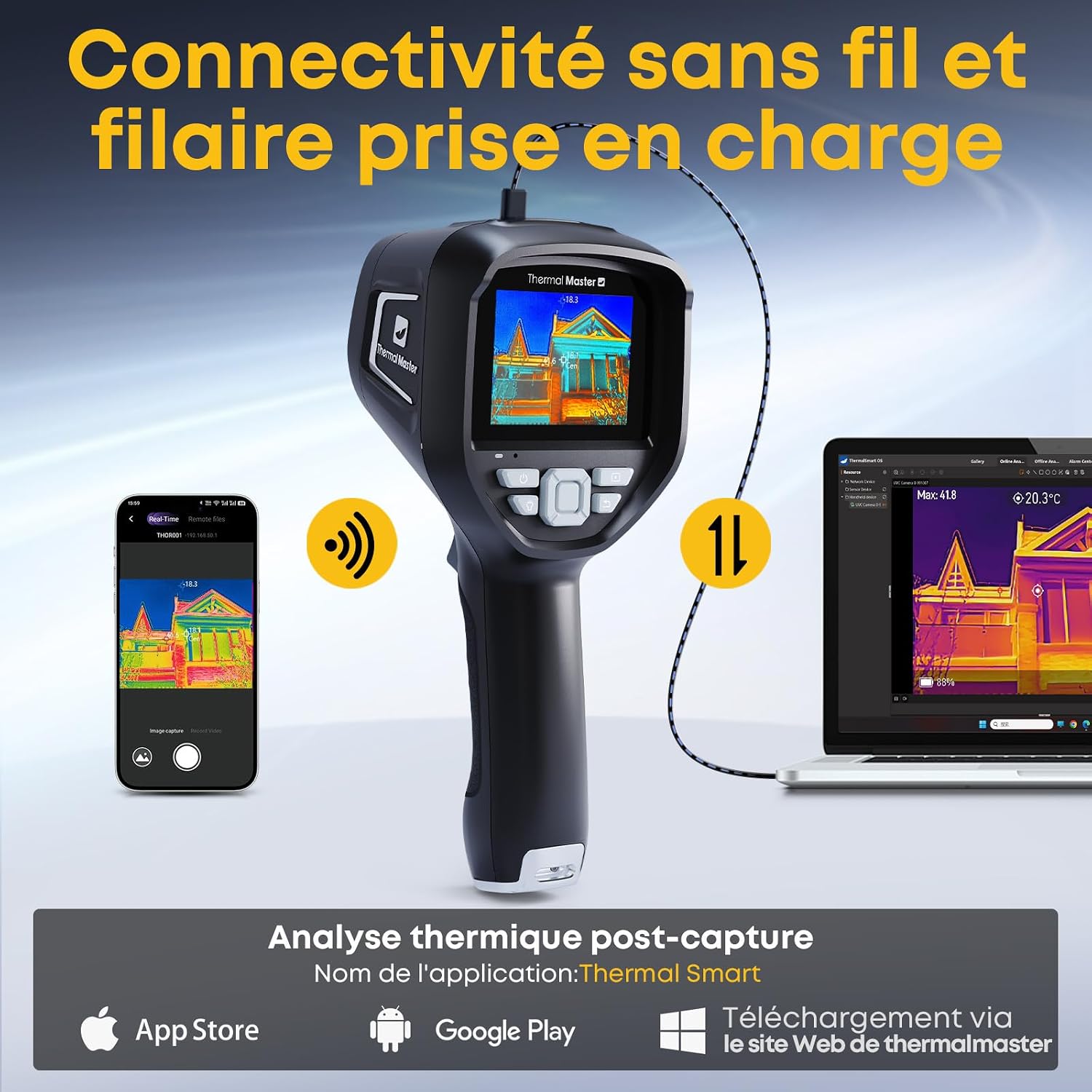 Rugged pocket-size thermal imaging camera with 3.5-inch display and USB-C connector โ view 3