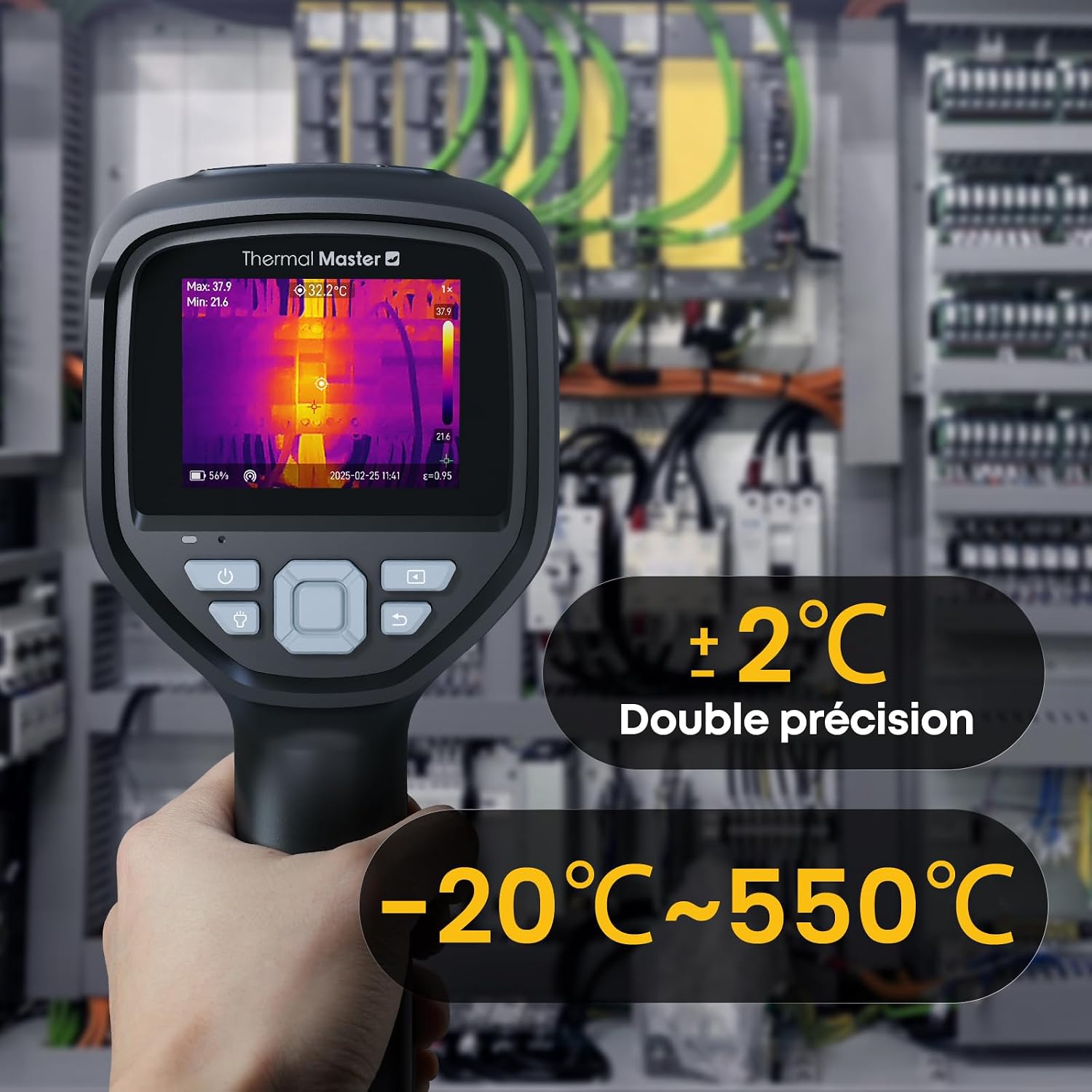 Rugged pocket-size thermal imaging camera with 3.5-inch display and USB-C connector โ view 3b