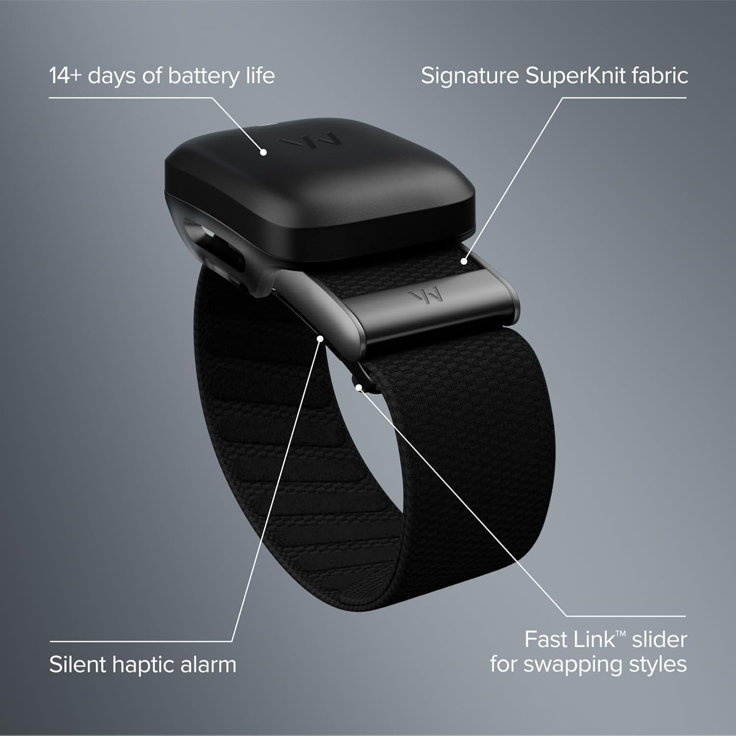 Minimalist wireless activity tracker wearable with display screen โ detail