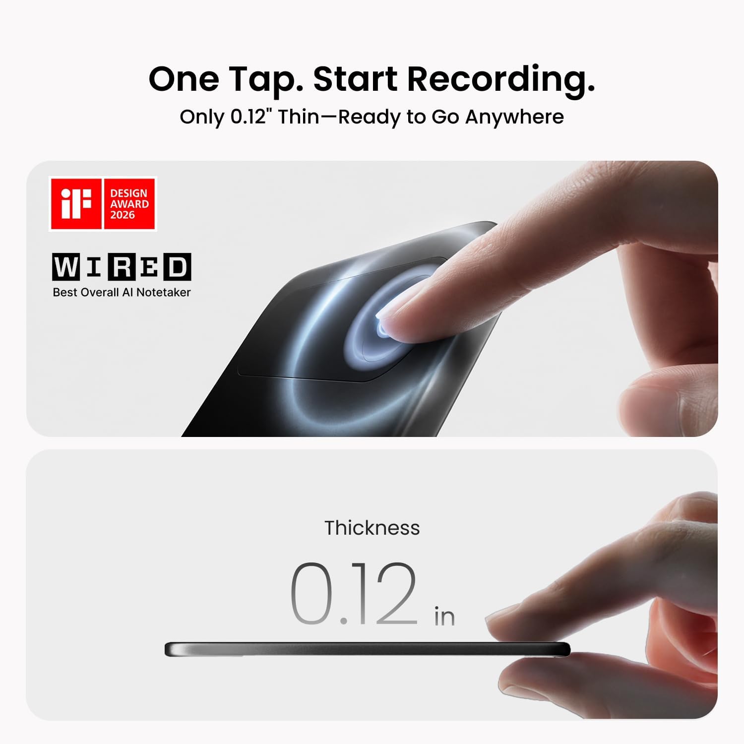 Minimalist pocket-size USB-C AI voice recorder with sleek design — side