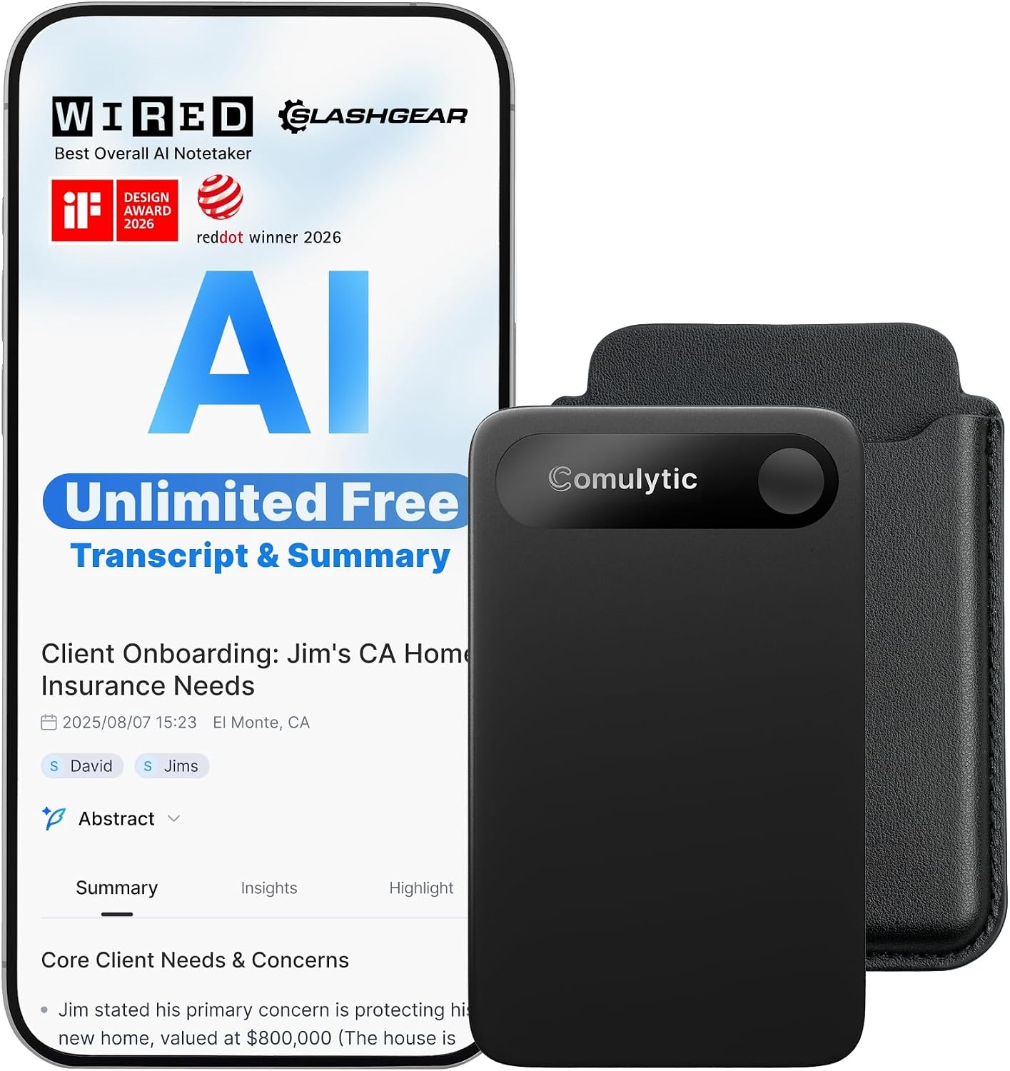 Minimalist pocket-size USB-C AI voice recorder with sleek design — view 3a
